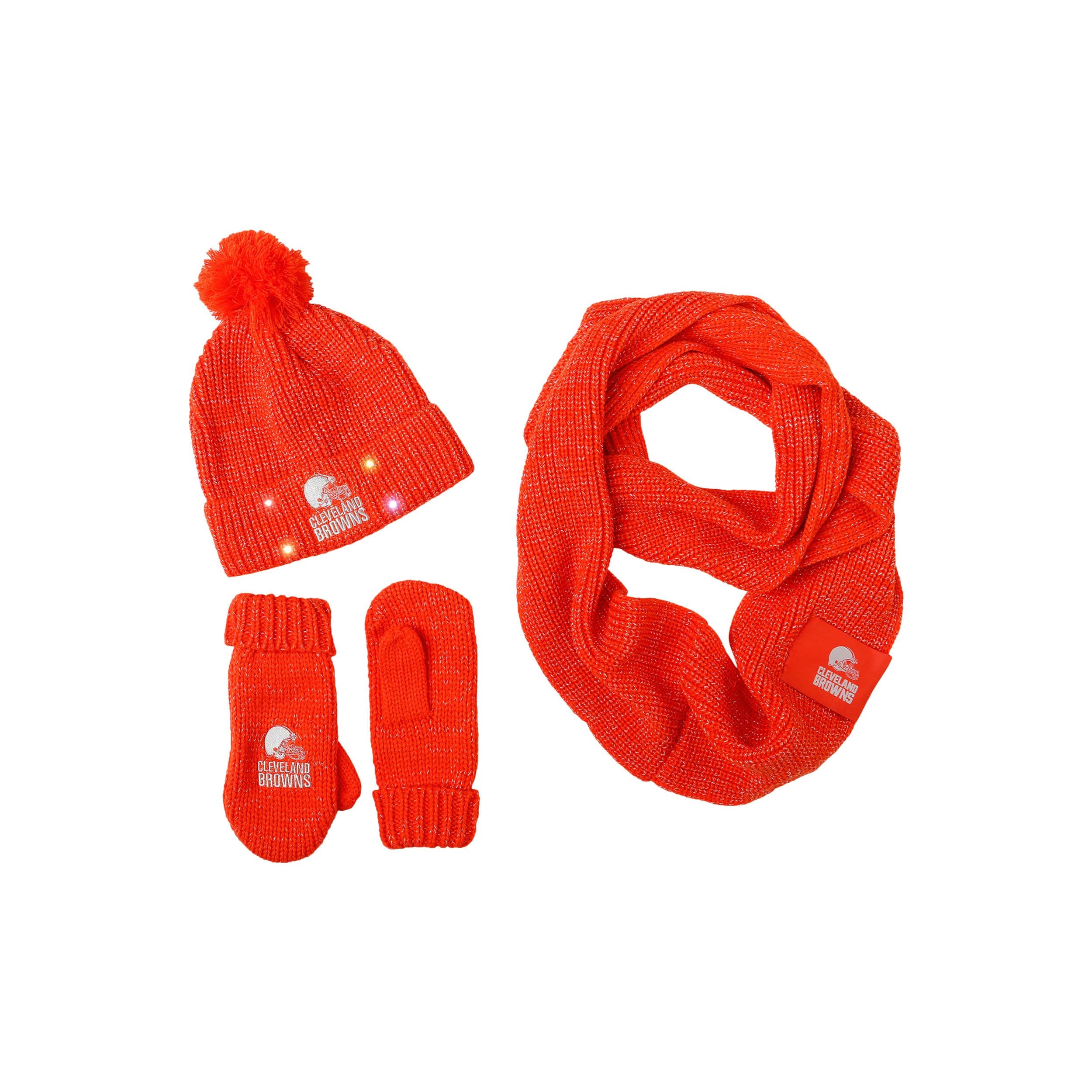 Cleveland Browns NFL Womens Glitter Knit Cold Weather Set - Image 2