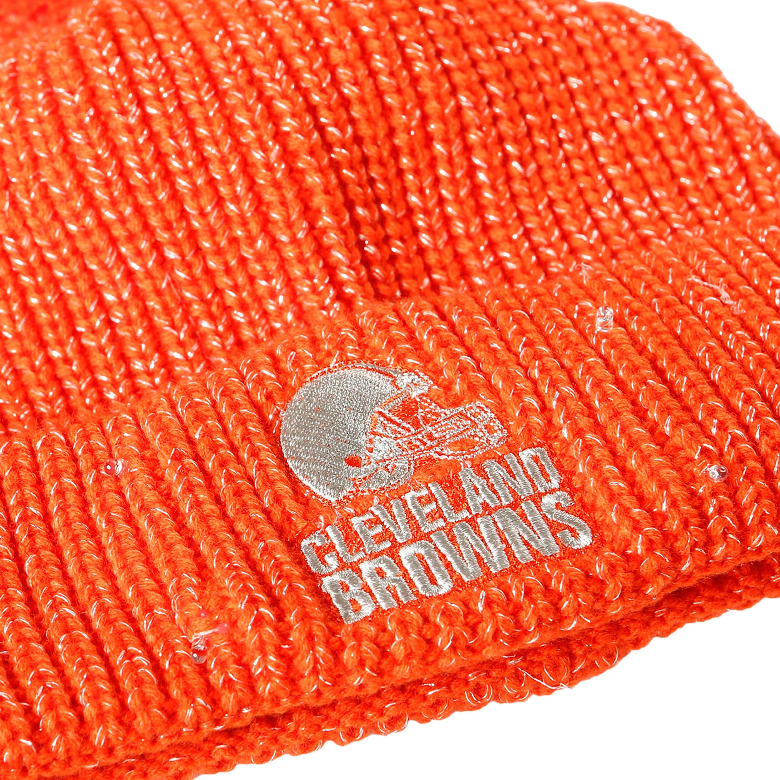 Cleveland Browns NFL Womens Glitter Knit Cold Weather Set - Image 3