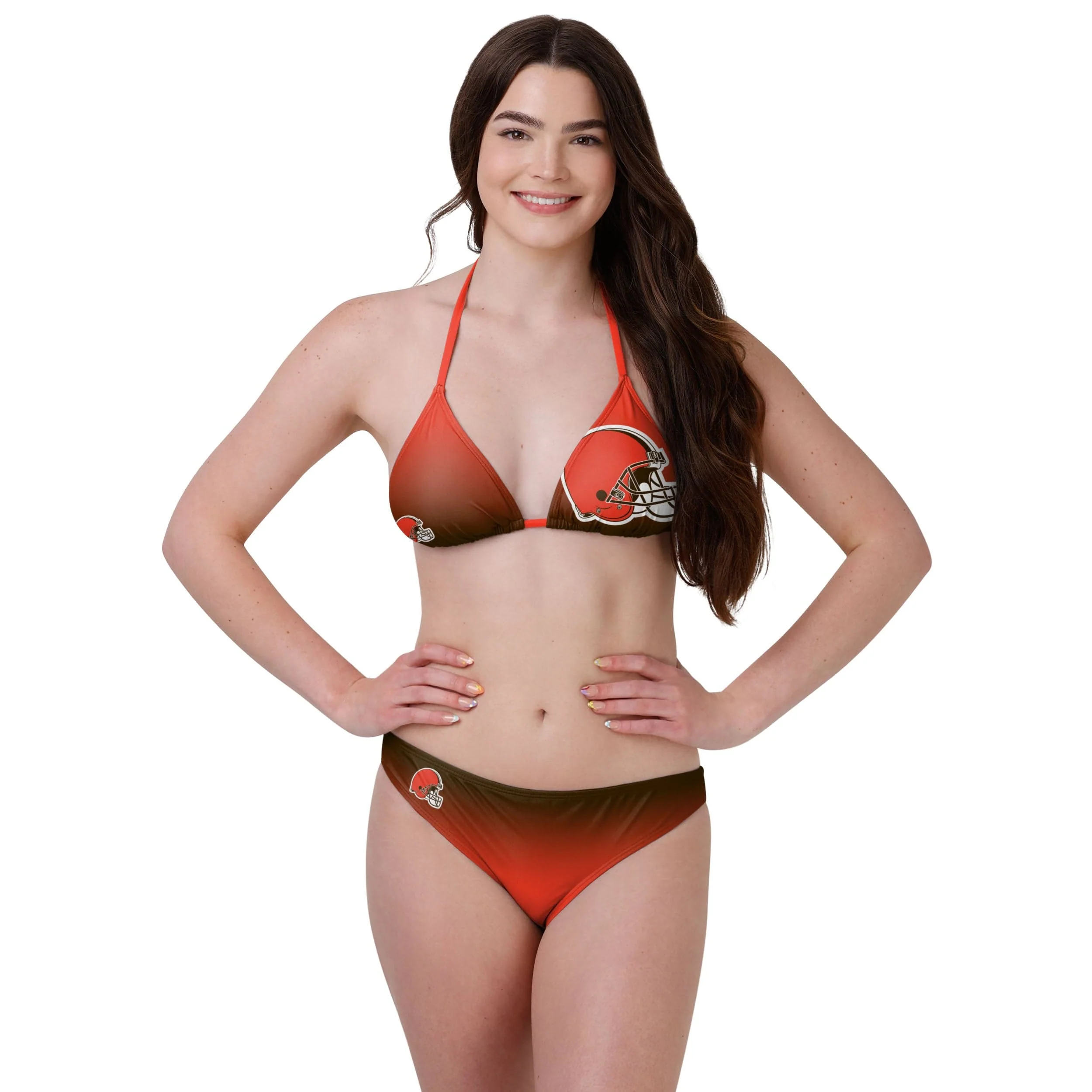 Cleveland Browns NFL Womens Gradient Big Logo Bikini Top - Image 4