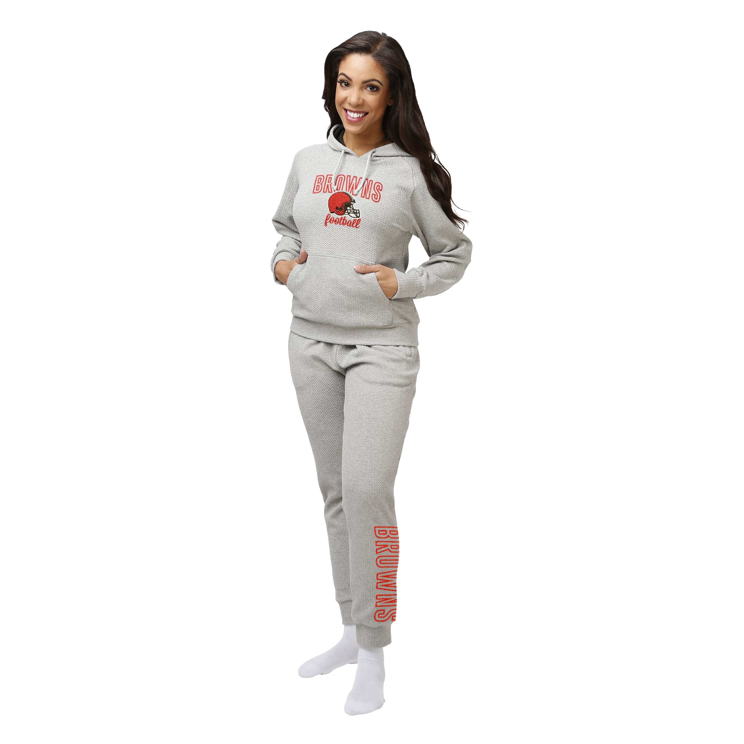 Cleveland Browns NFL Womens Gray Woven Joggers - Image 2