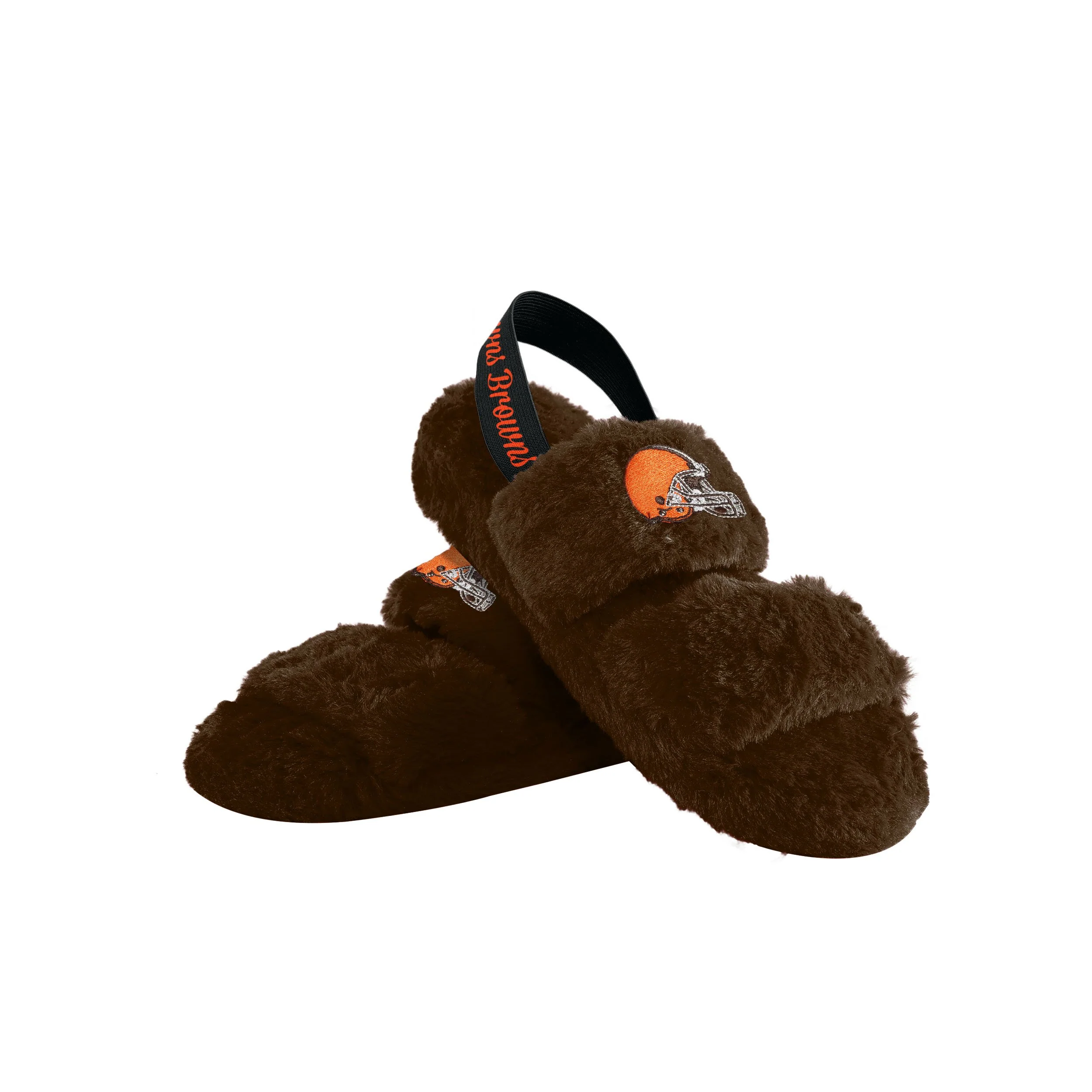 Cleveland Browns NFL Womens Heel Strap Wordmark Fur Slide