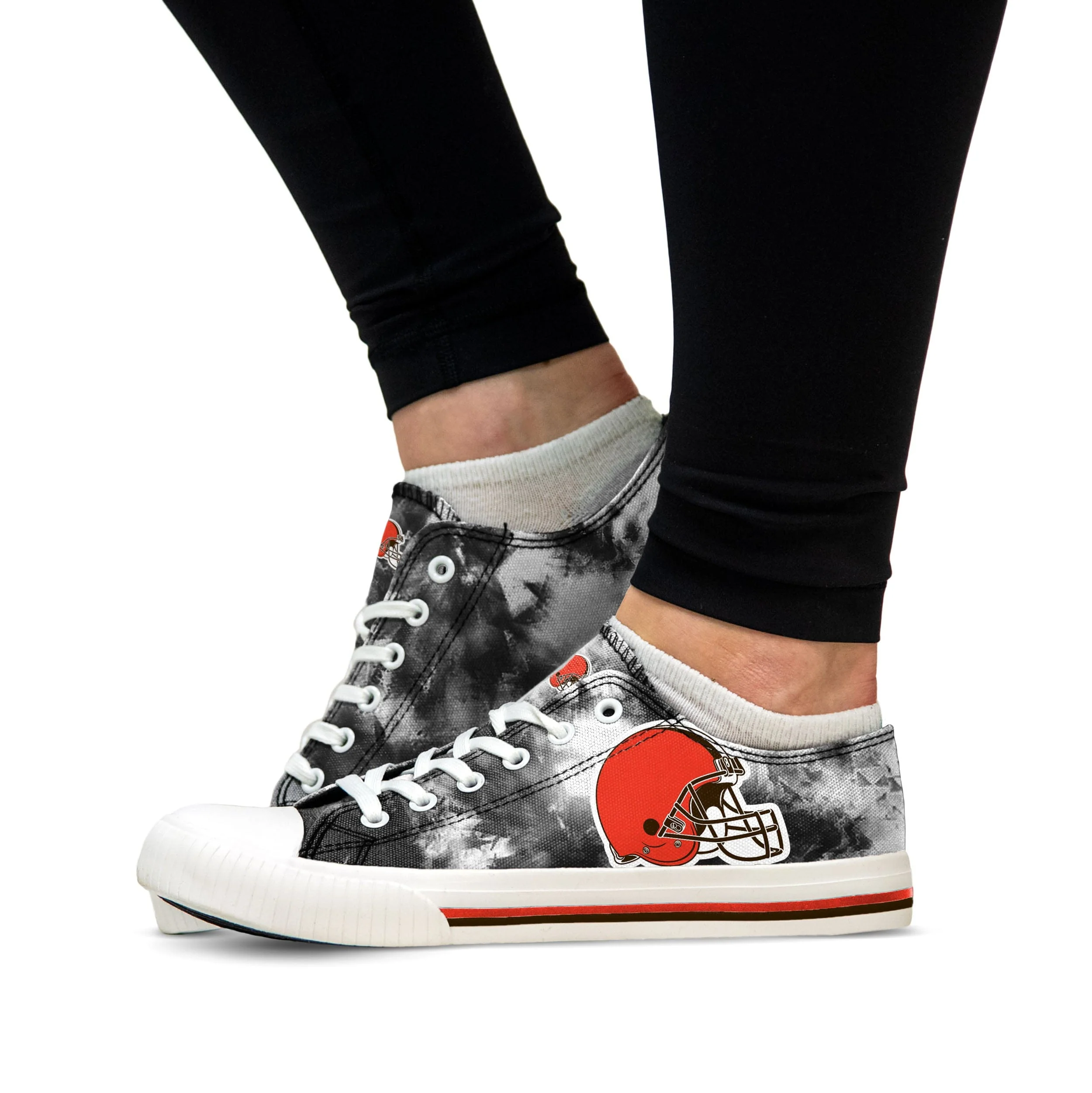 Cleveland Browns NFL Womens Low Top Tie-Dye Canvas Shoes - Image 4