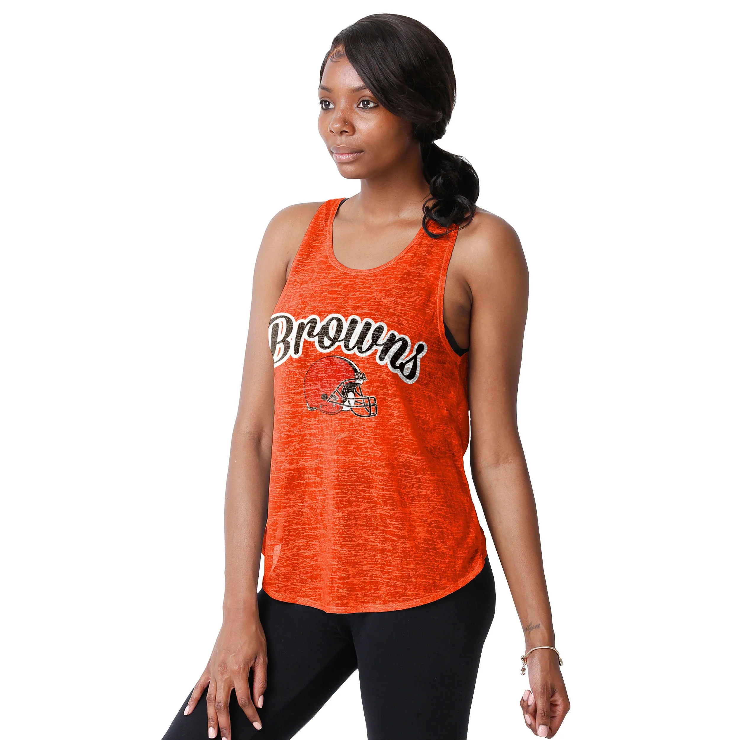 Cleveland Browns NFL Womens Original Burn Out Sleeveless Top - Image 2