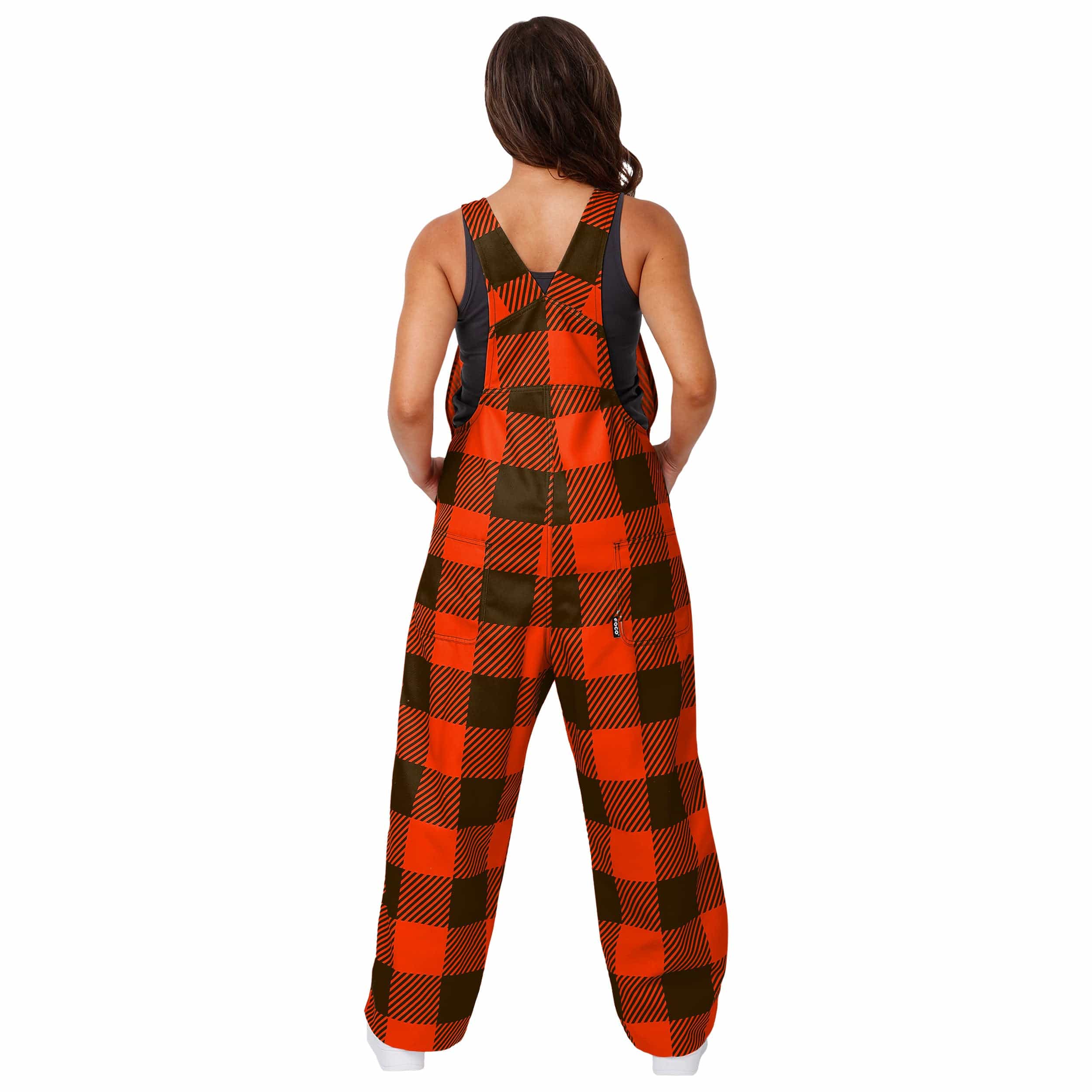 Cleveland Browns NFL Womens Plaid Bib Overalls - Image 2