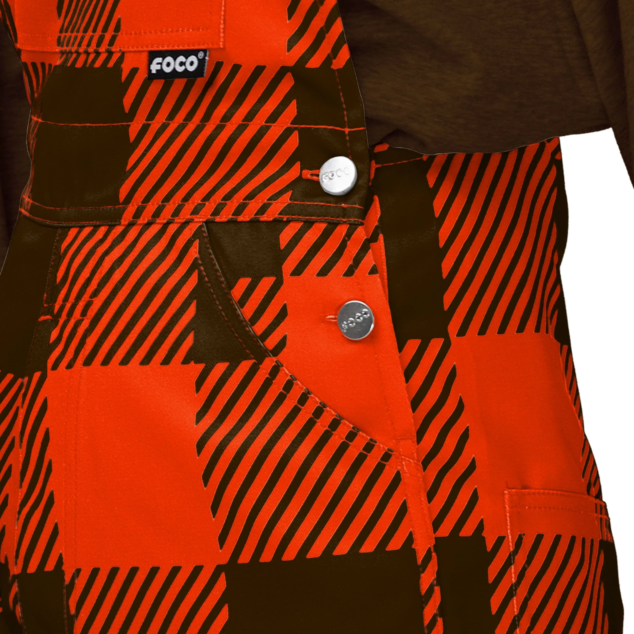 Cleveland Browns NFL Womens Plaid Bib Overalls - Image 5