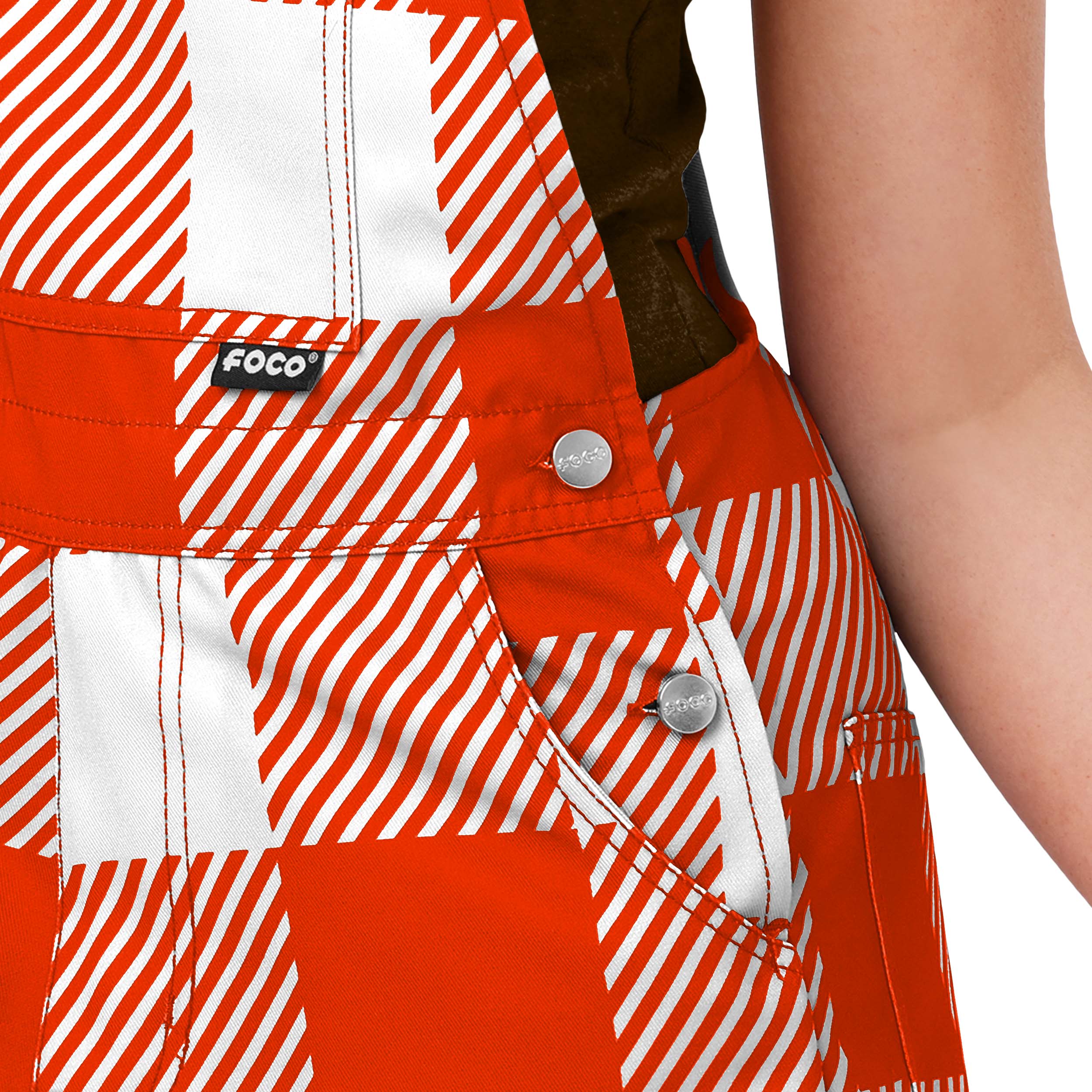 Cleveland Browns NFL Womens Plaid Bib Shortalls - Image 5