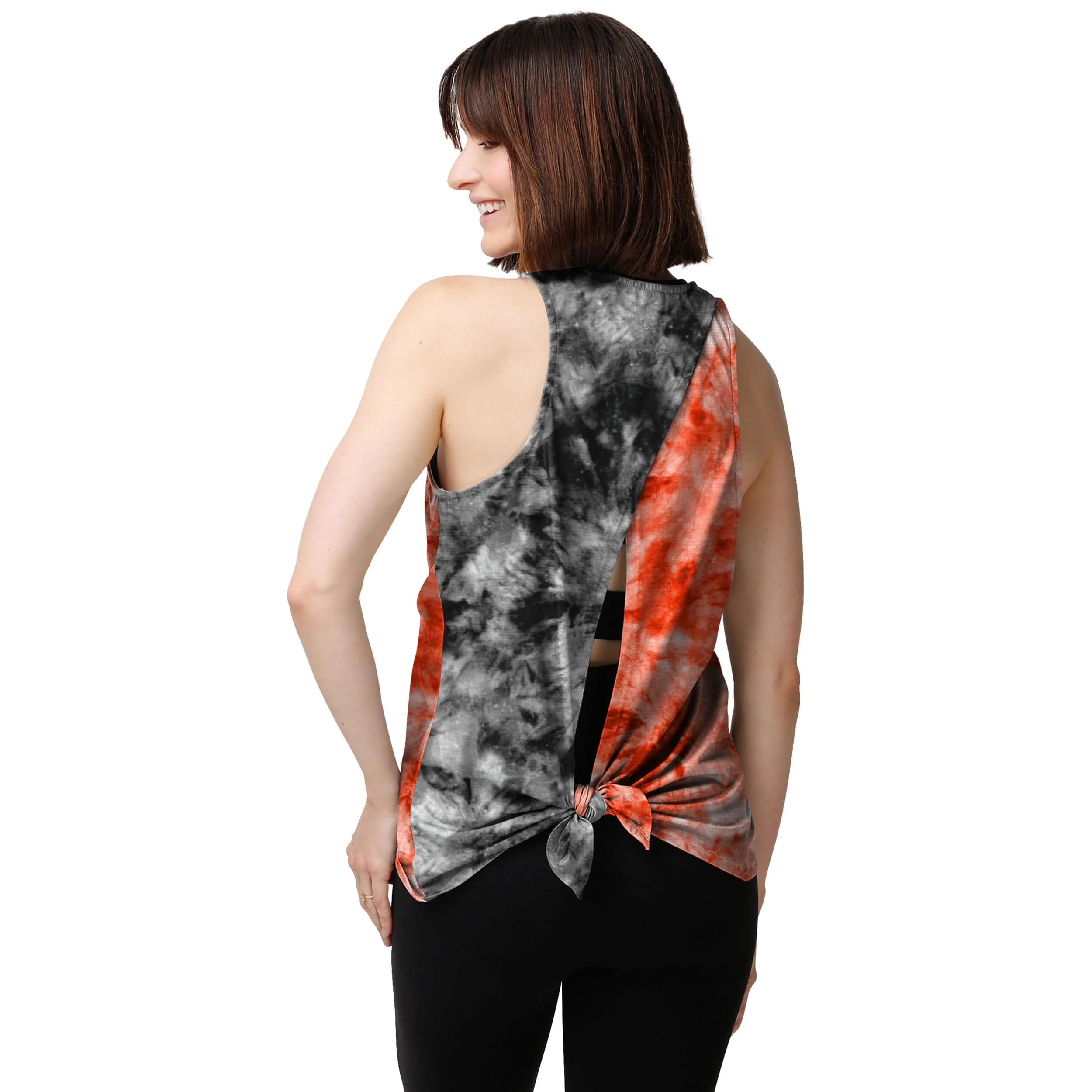 Cleveland Browns NFL Womens Script Wordmark Tie-Dye Tie-Breaker Sleeveless Top