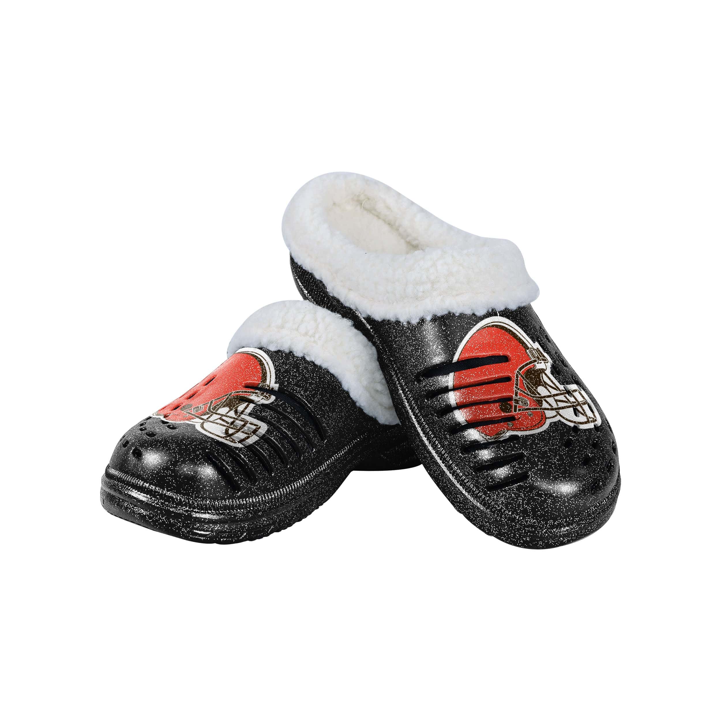 Cleveland Browns NFL Womens Sherpa Lined Glitter Clog