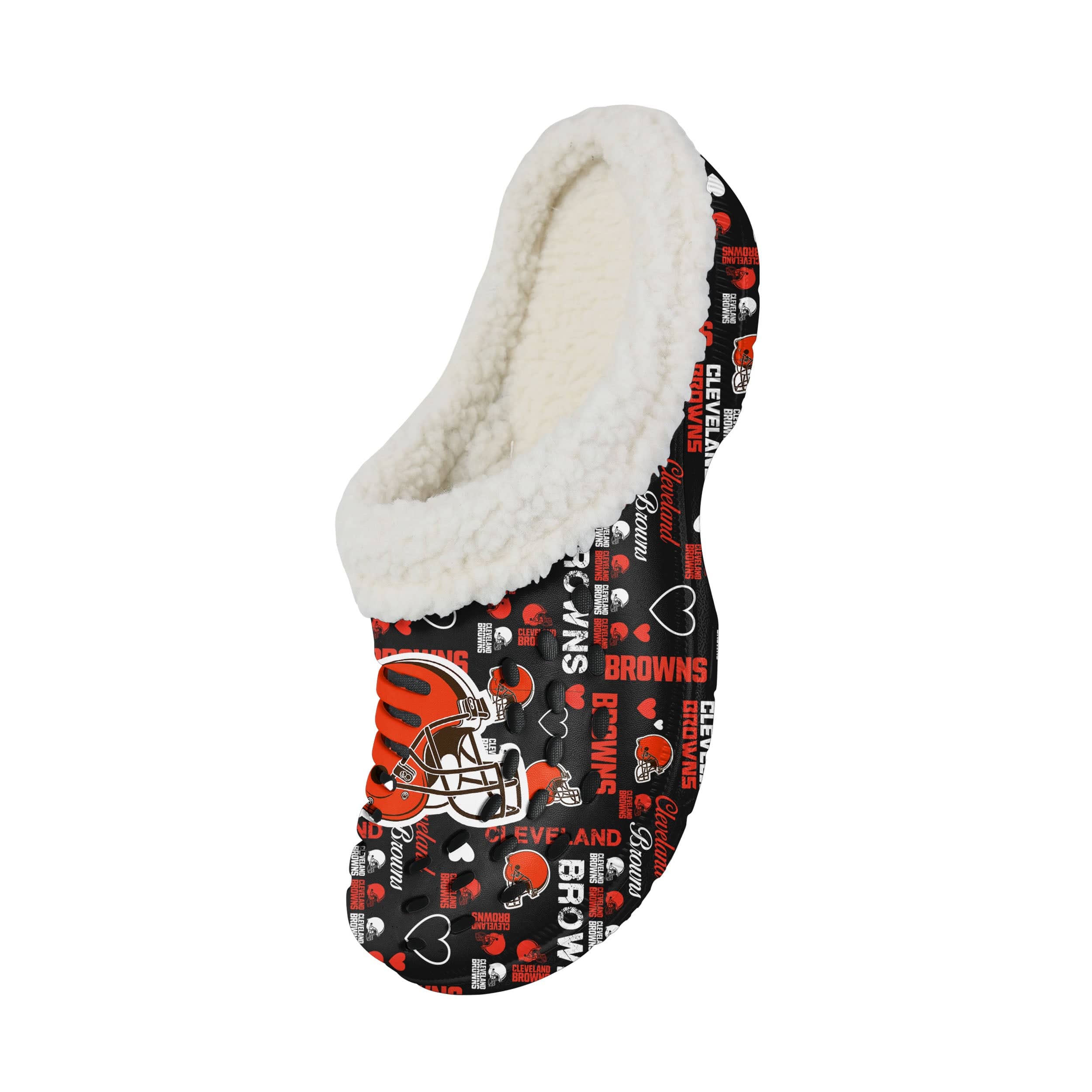 Cleveland Browns NFL Womens Sherpa Lined Logo Love Clog - Image 3
