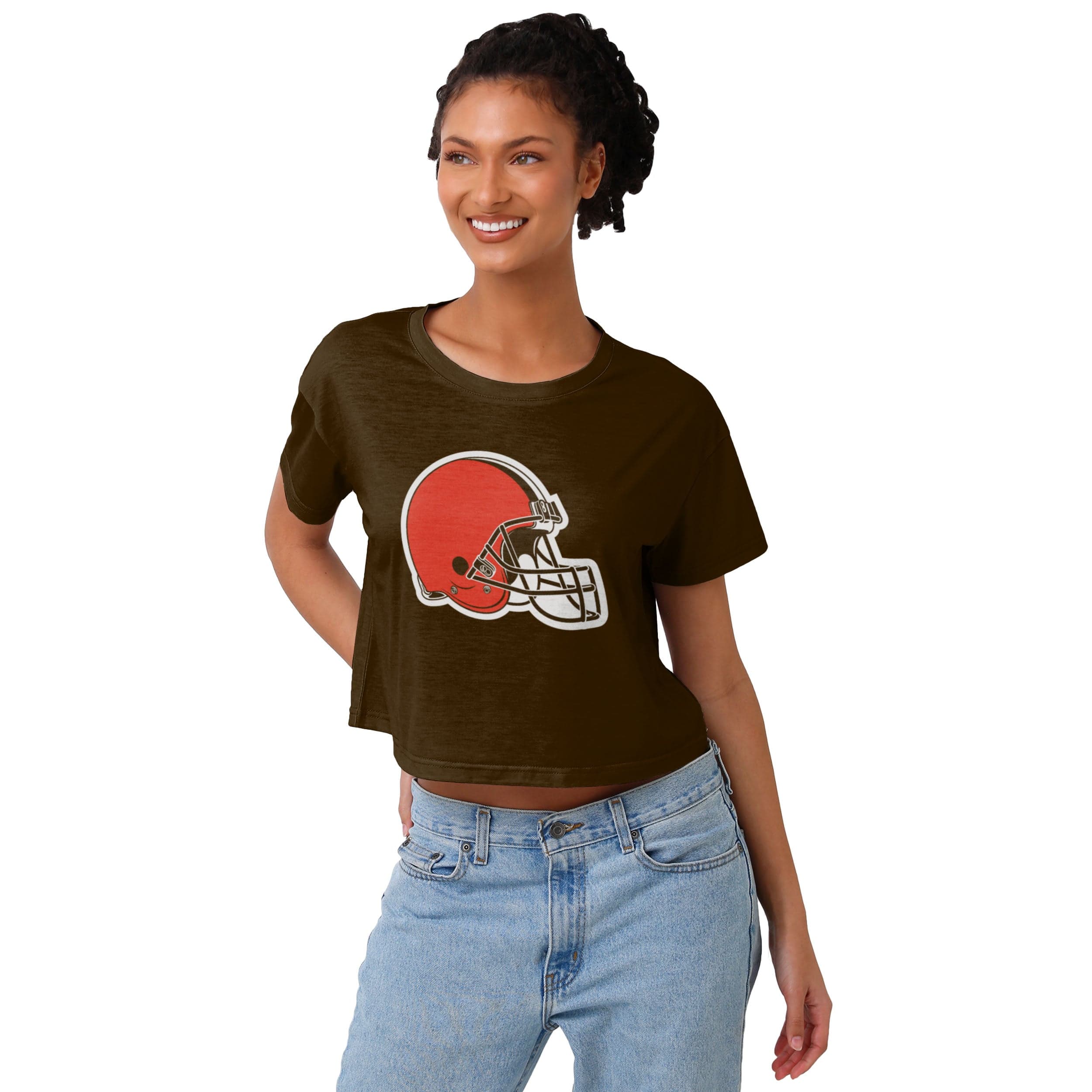 Cleveland Browns NFL Womens Solid Big Logo Crop Top