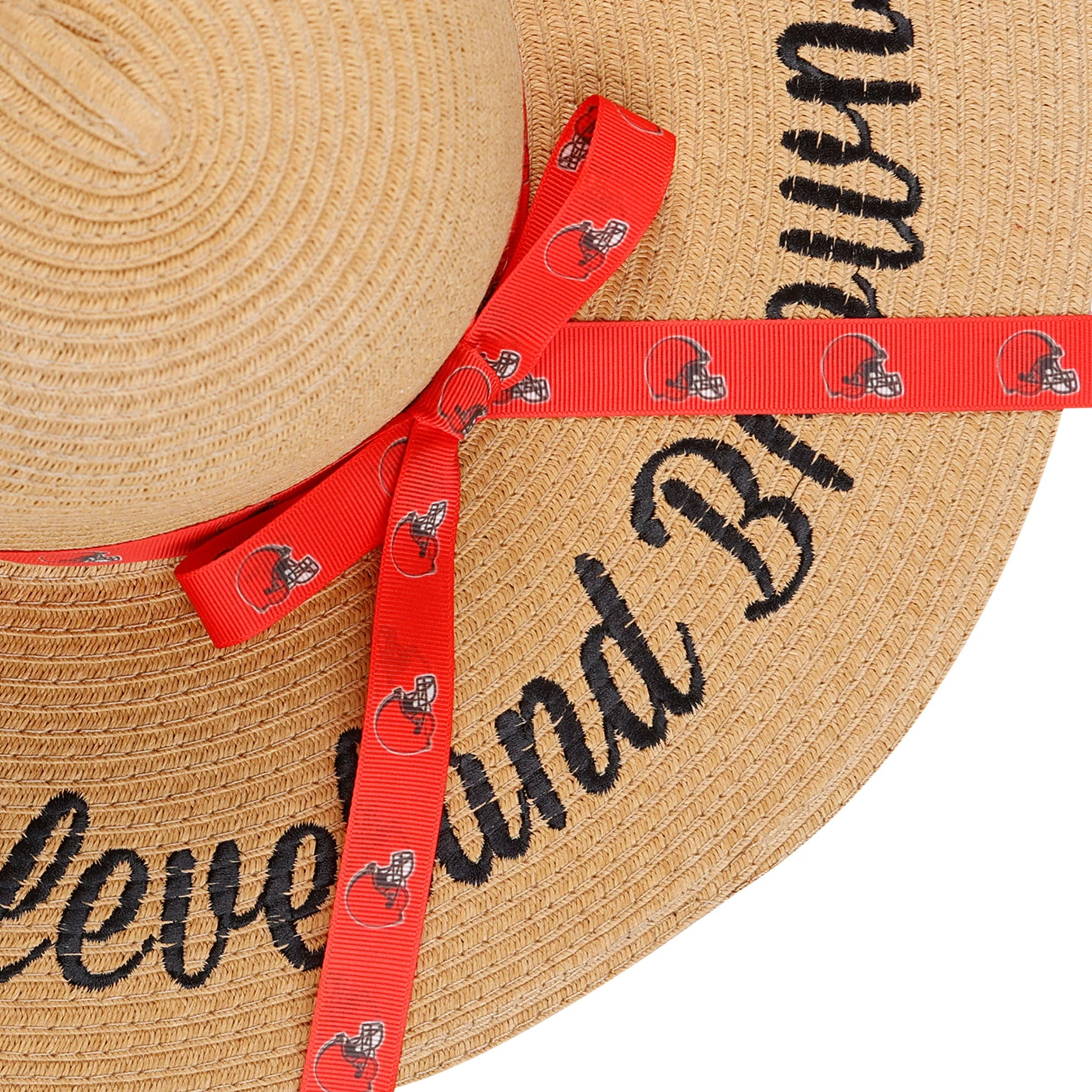 Cleveland Browns NFL Womens Wordmark Beach Straw Hat - Image 2