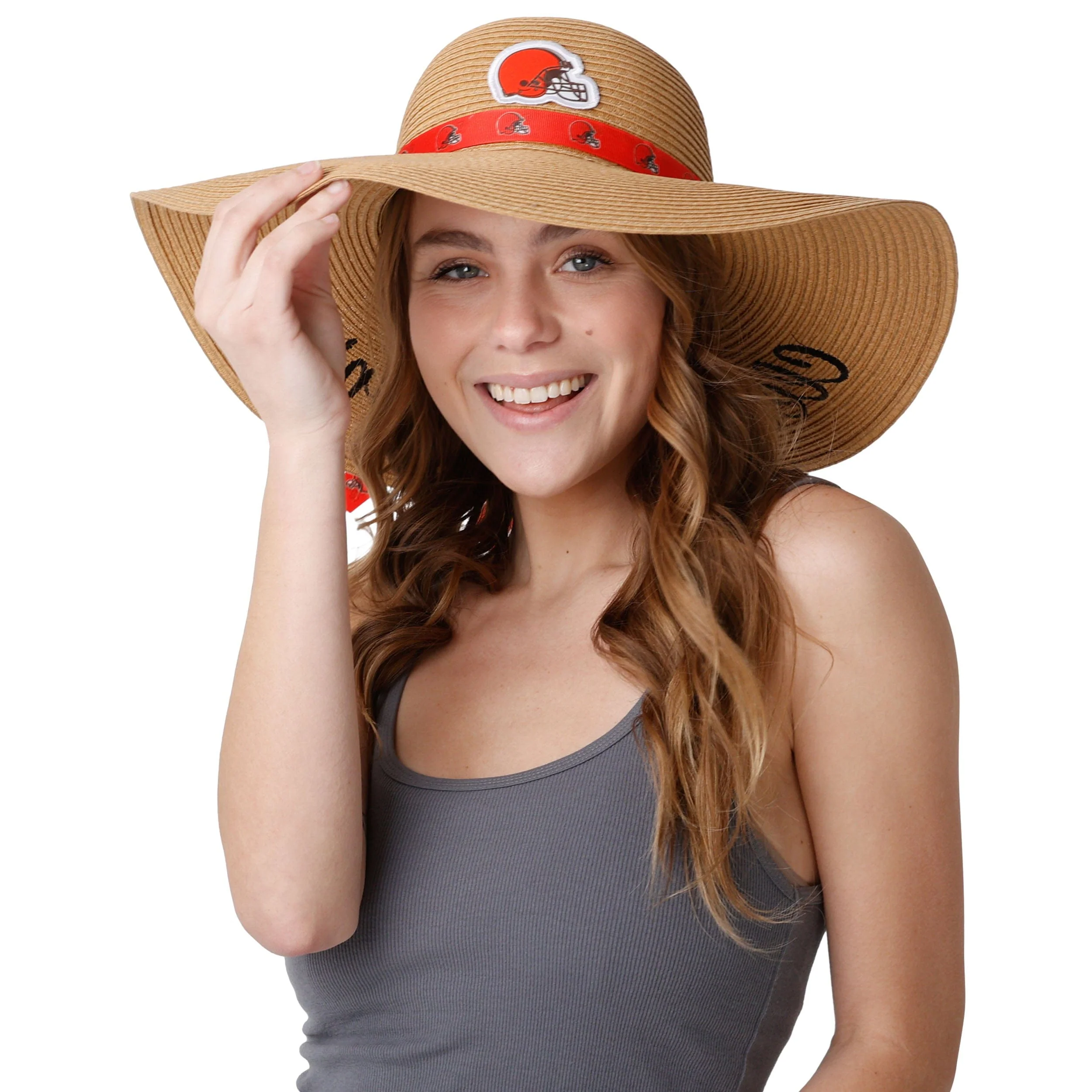 Cleveland Browns NFL Womens Wordmark Beach Straw Hat - Image 3