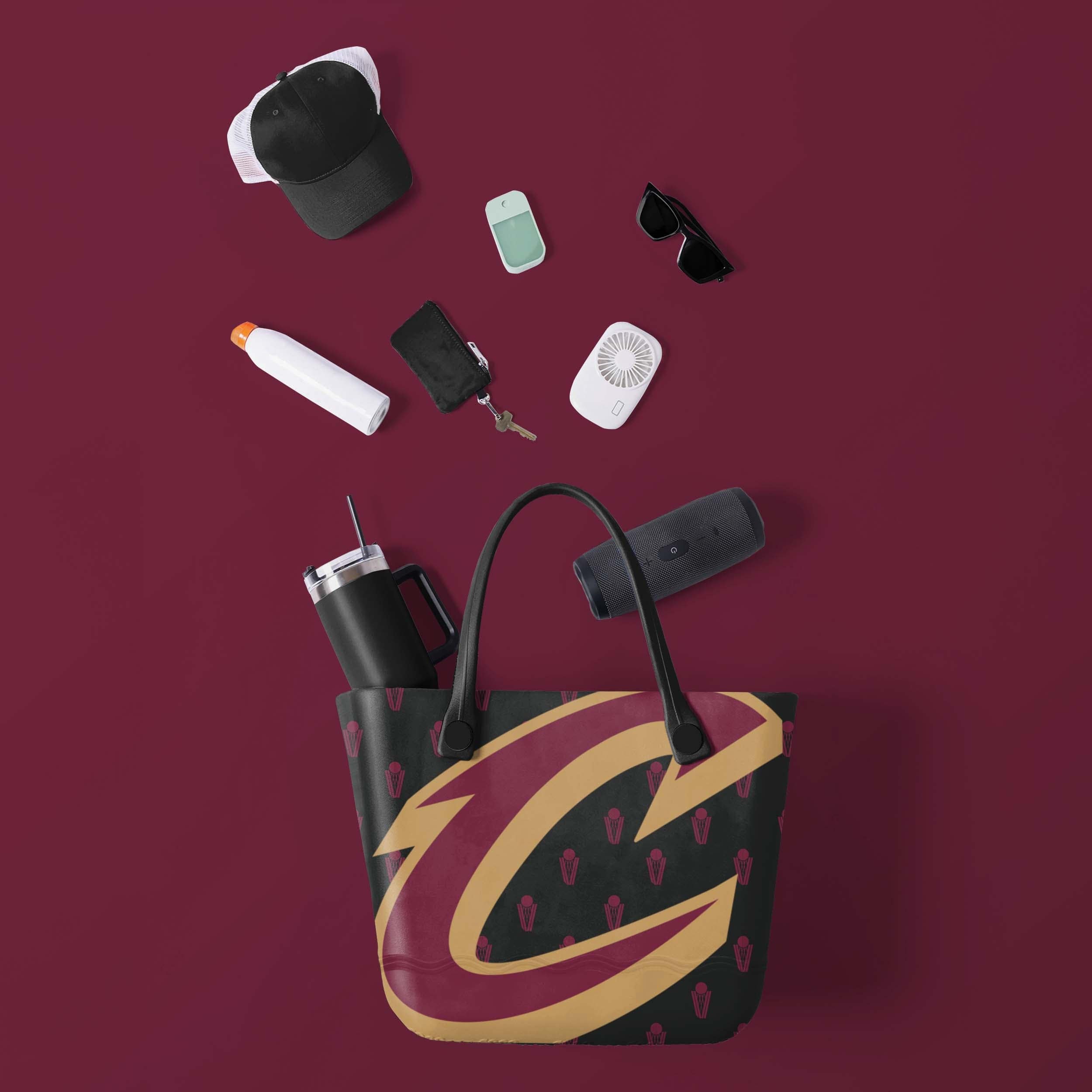 Cleveland Cavaliers NBA Big Logo Mini Print Tailgate Tote Bag - Image 2