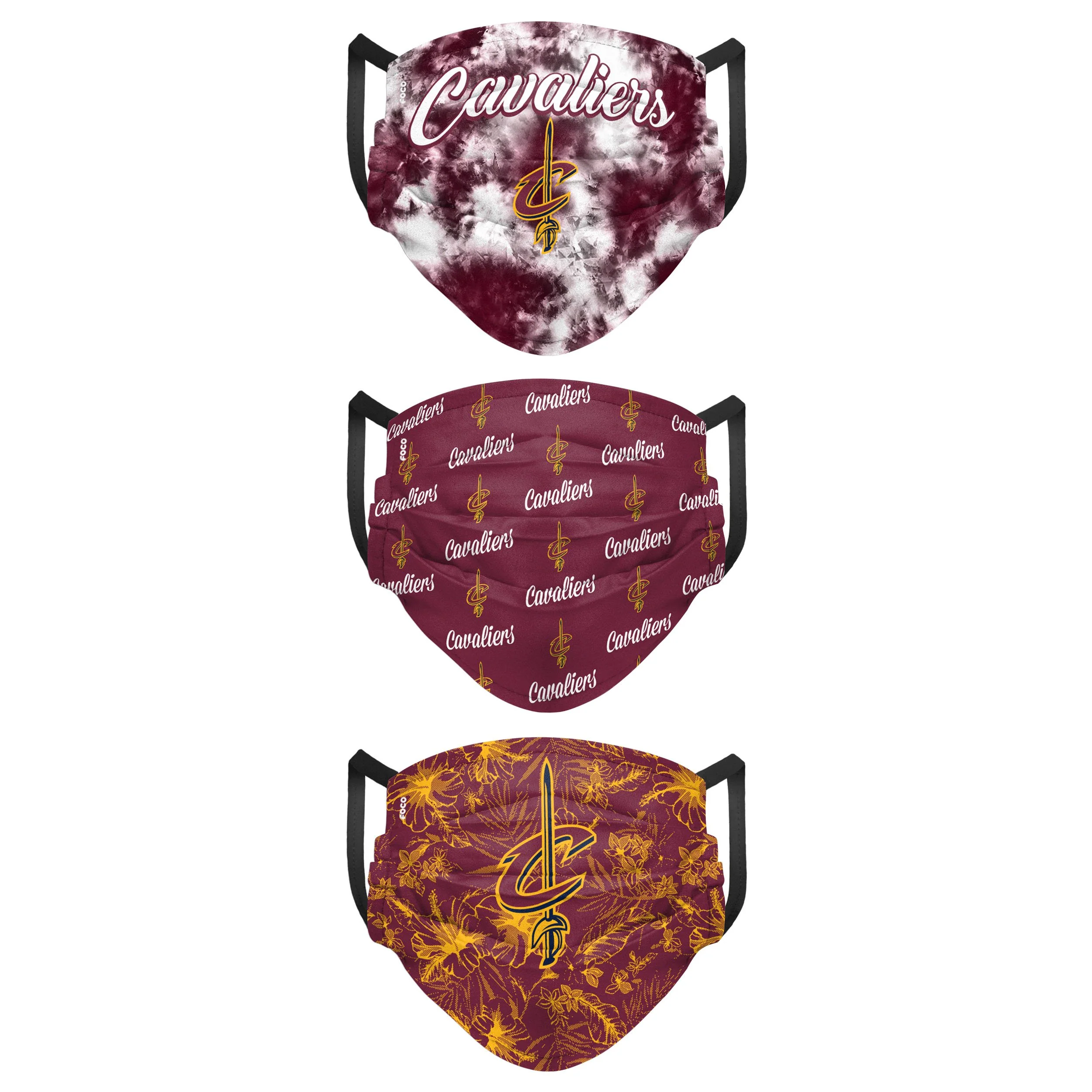 Cleveland Cavaliers NBA Womens Matchday 3 Pack Face Cover - Image 2