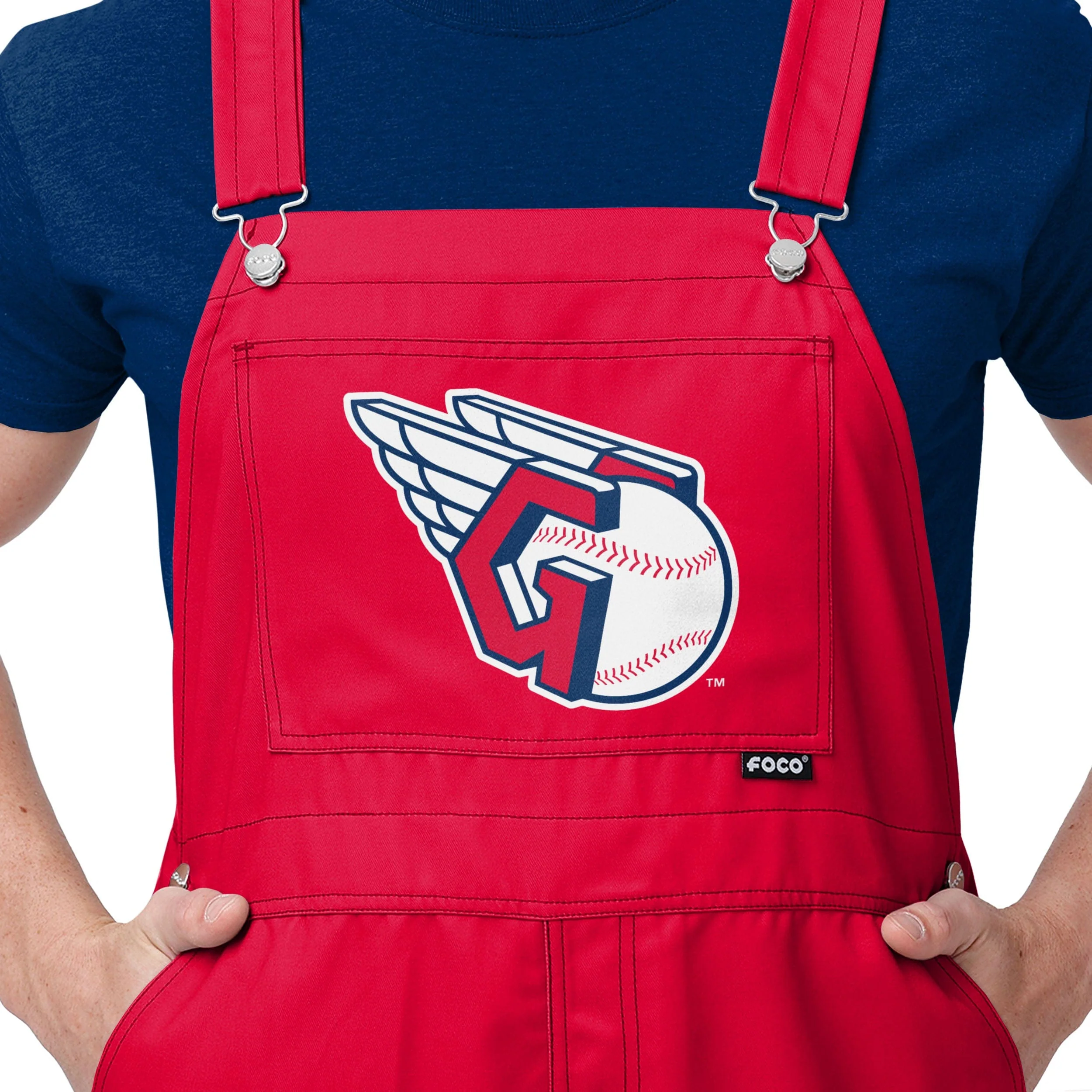 Cleveland Guardians MLB Mens Big Logo Bib Overalls - Image 4