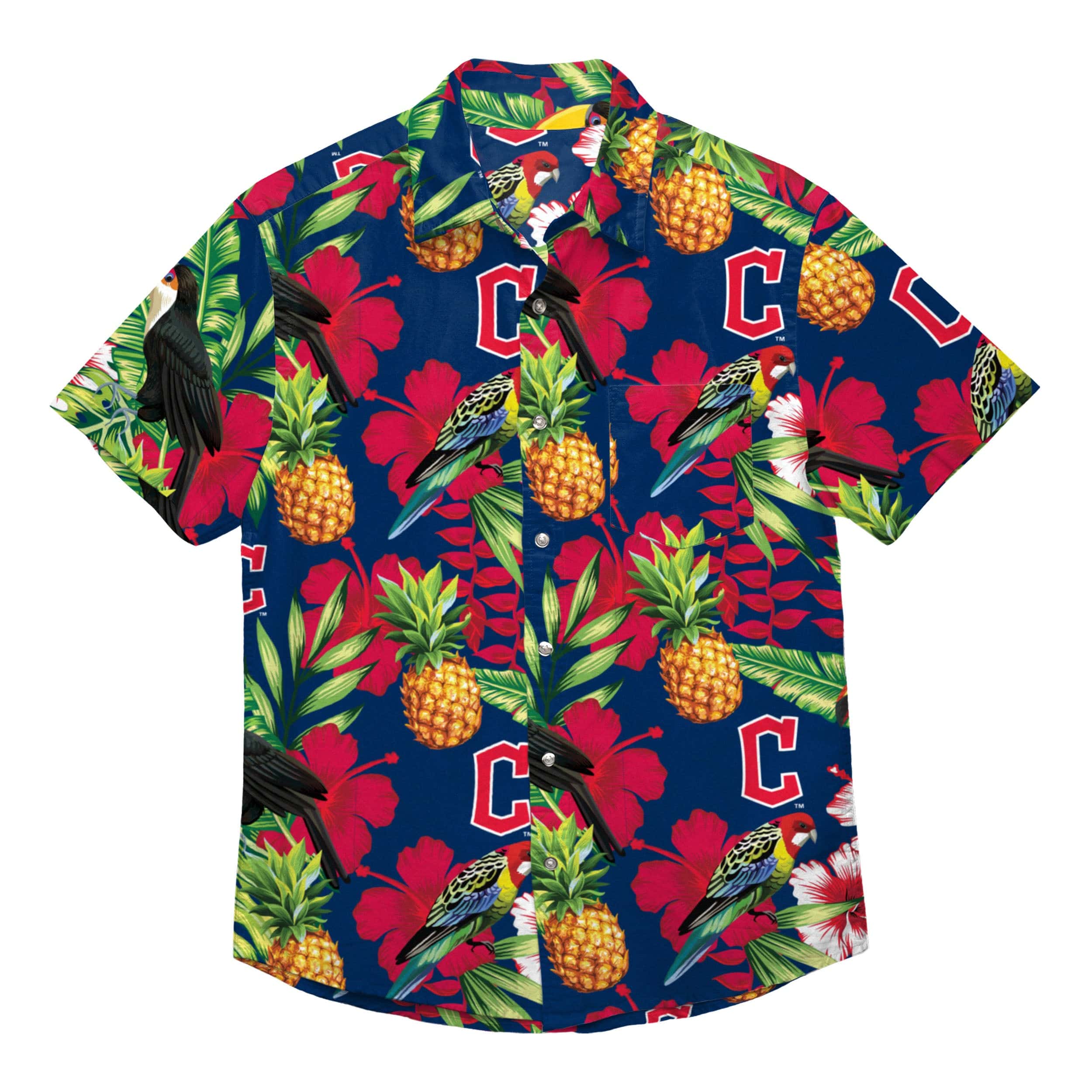 Cleveland Guardians MLB Mens Floral Button Up