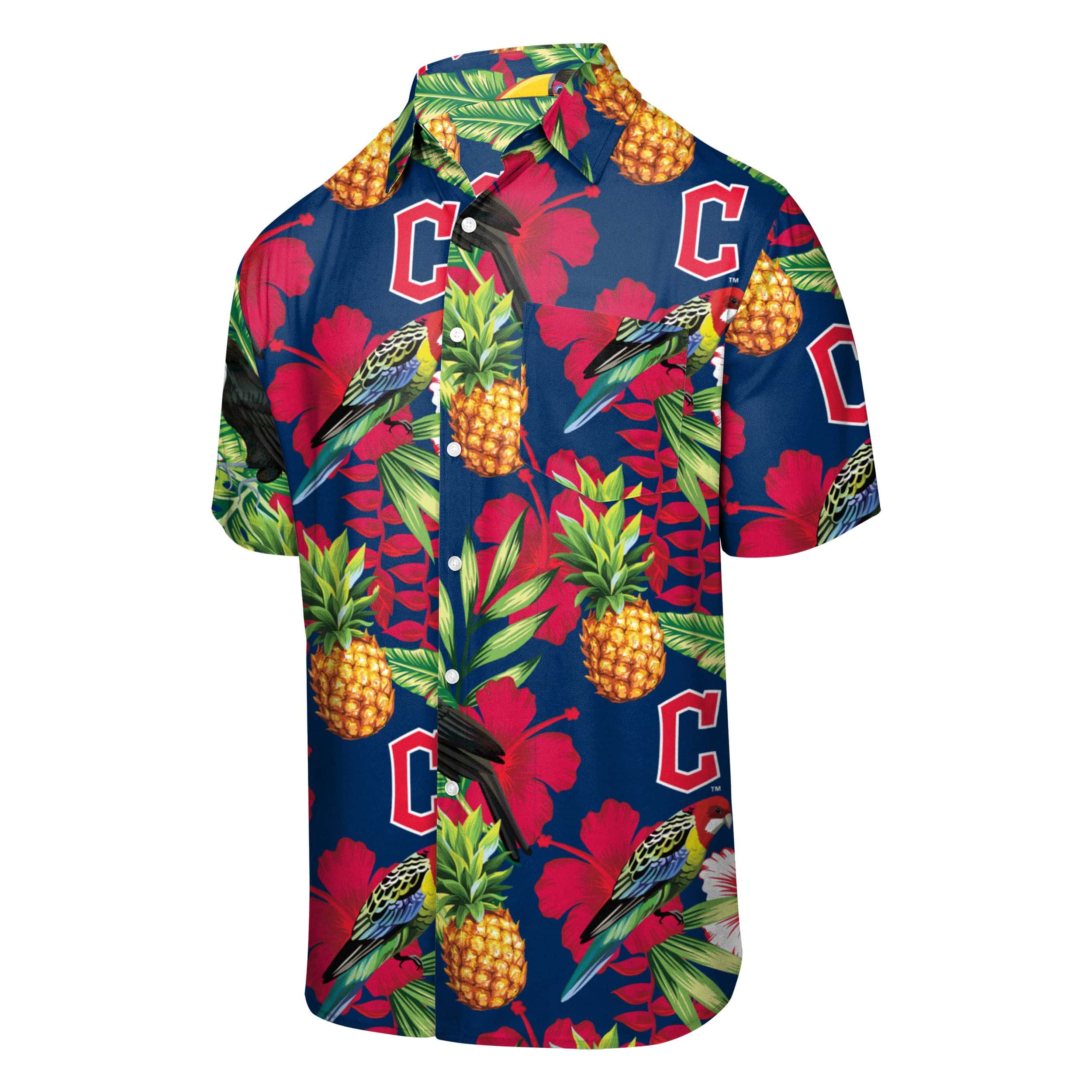 Cleveland Guardians MLB Mens Floral Button Up - Image 4