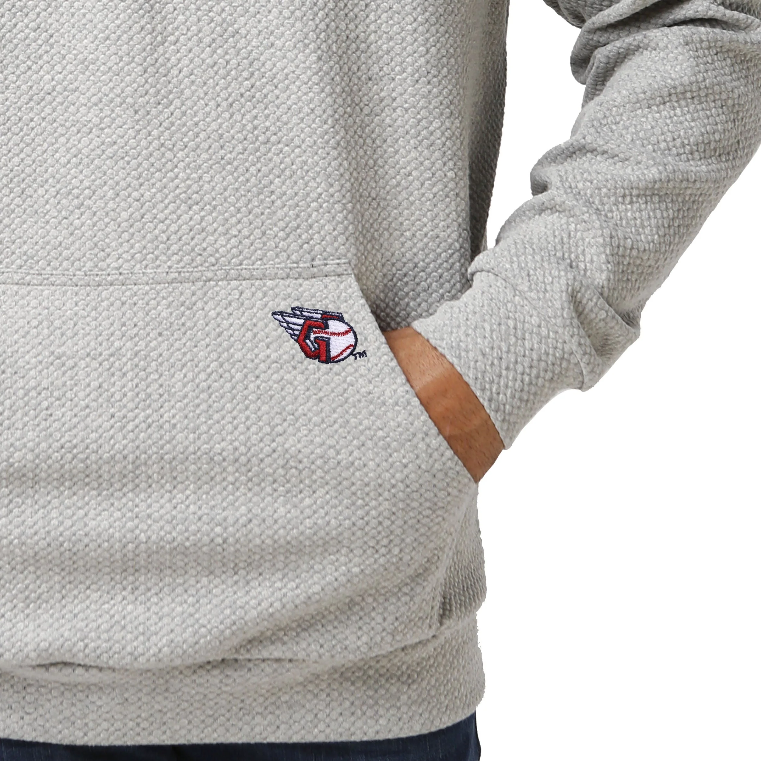 Cleveland Guardians MLB Mens Gray Woven Hoodie - Image 4