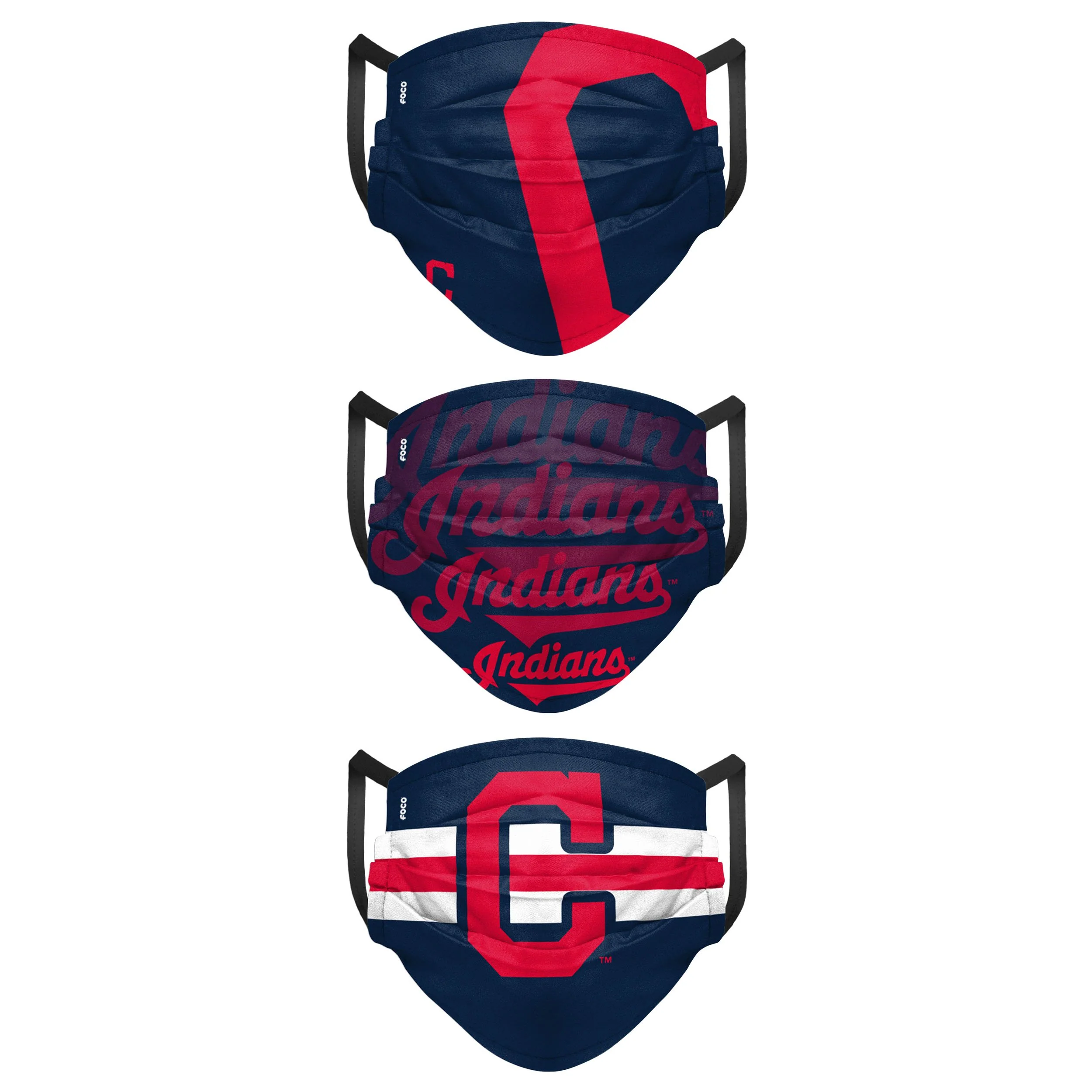 Cleveland Guardians MLB Mens Matchday 3 Pack Face Cover - Image 2