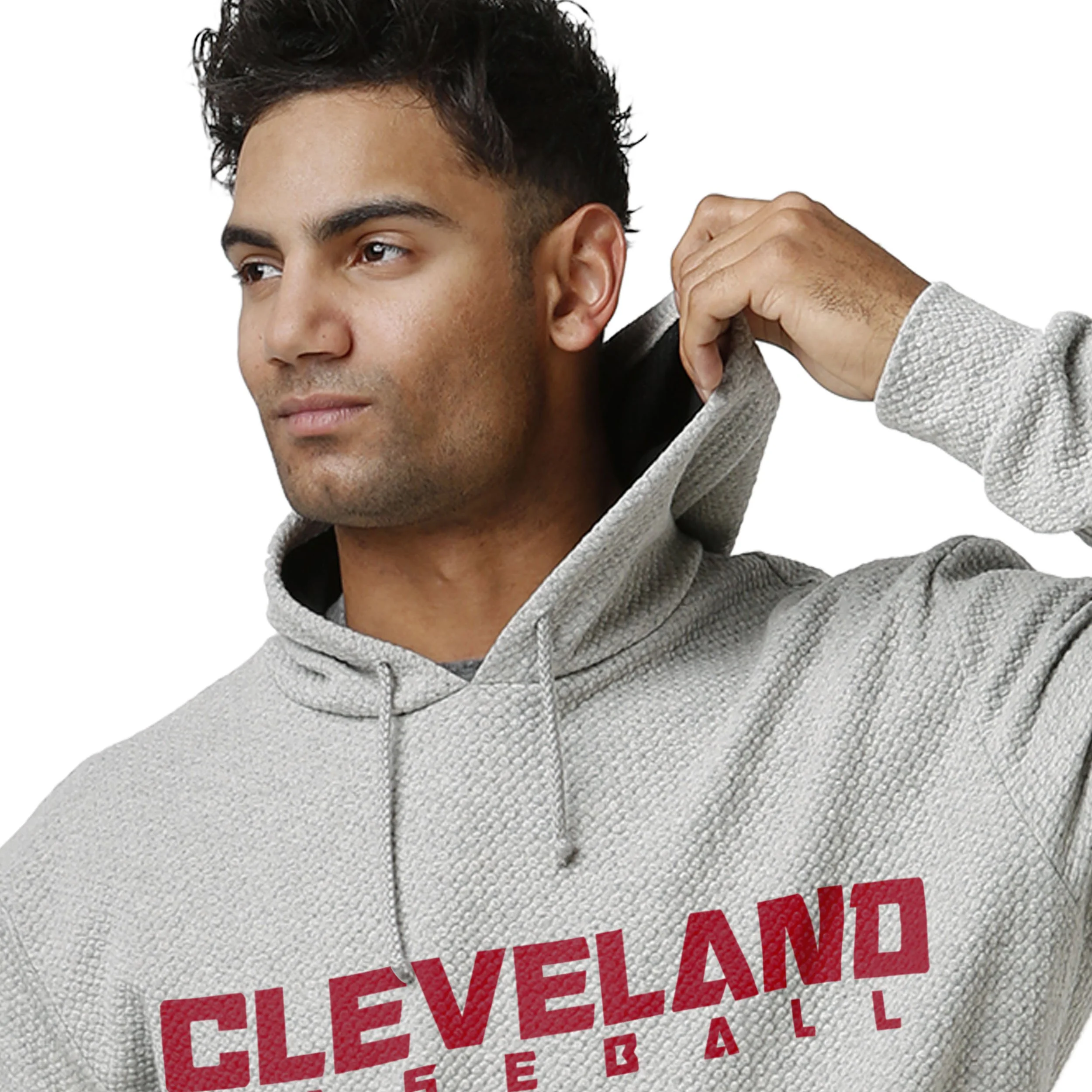 Cleveland Guardians MLB Mens Original Gray Woven Hoodie - Image 3