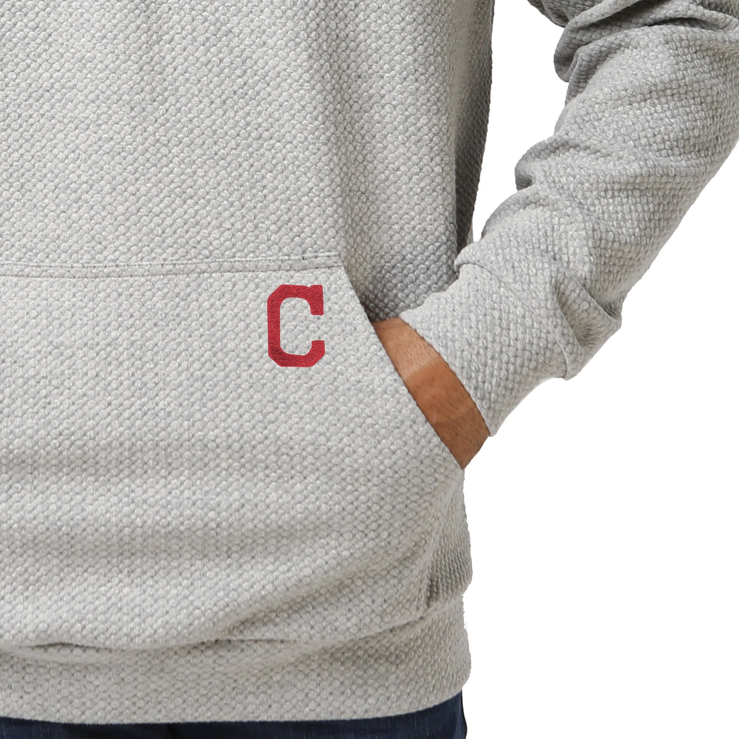 Cleveland Guardians MLB Mens Original Gray Woven Hoodie - Image 4