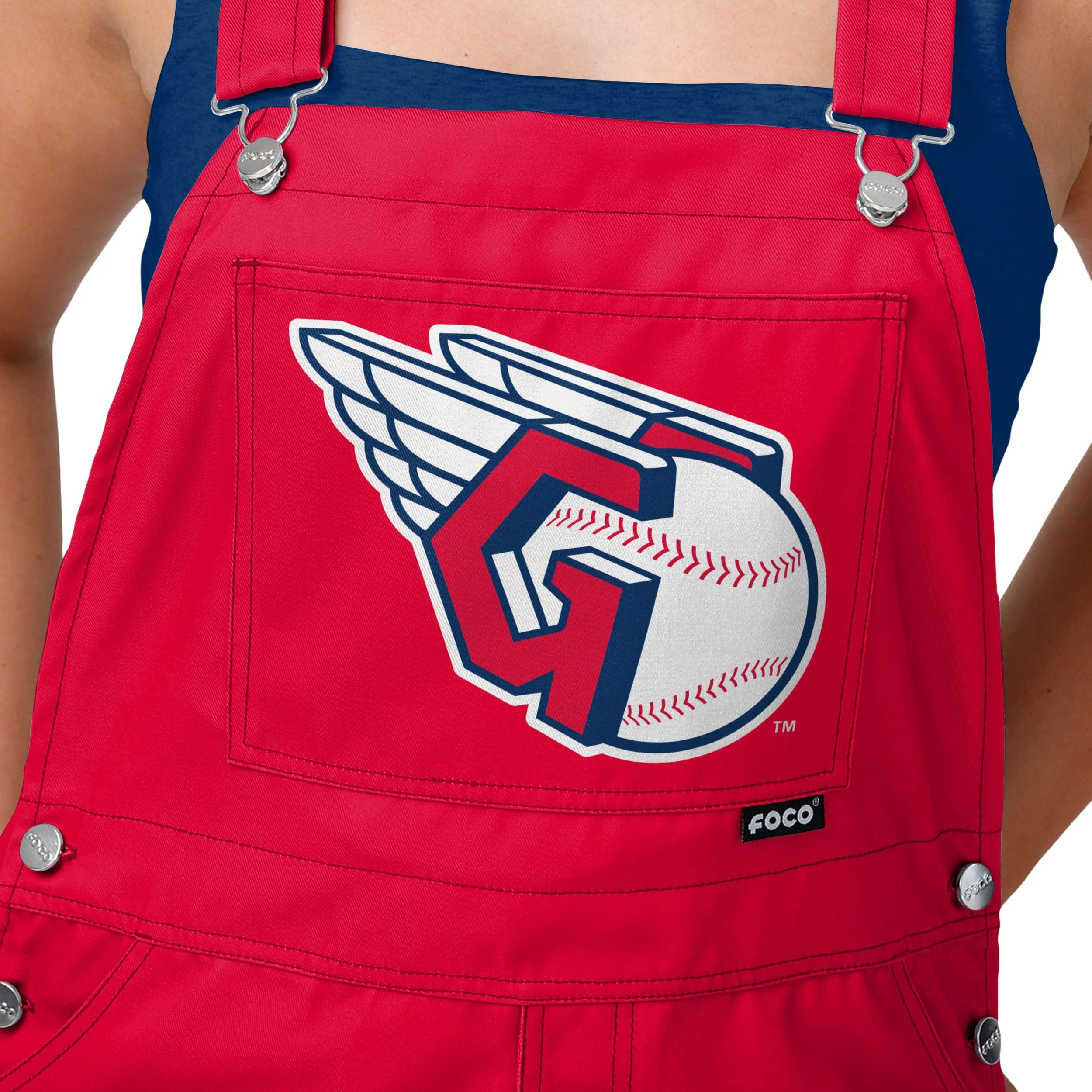 Cleveland Guardians MLB Womens Big Logo Bib Overalls - Image 4