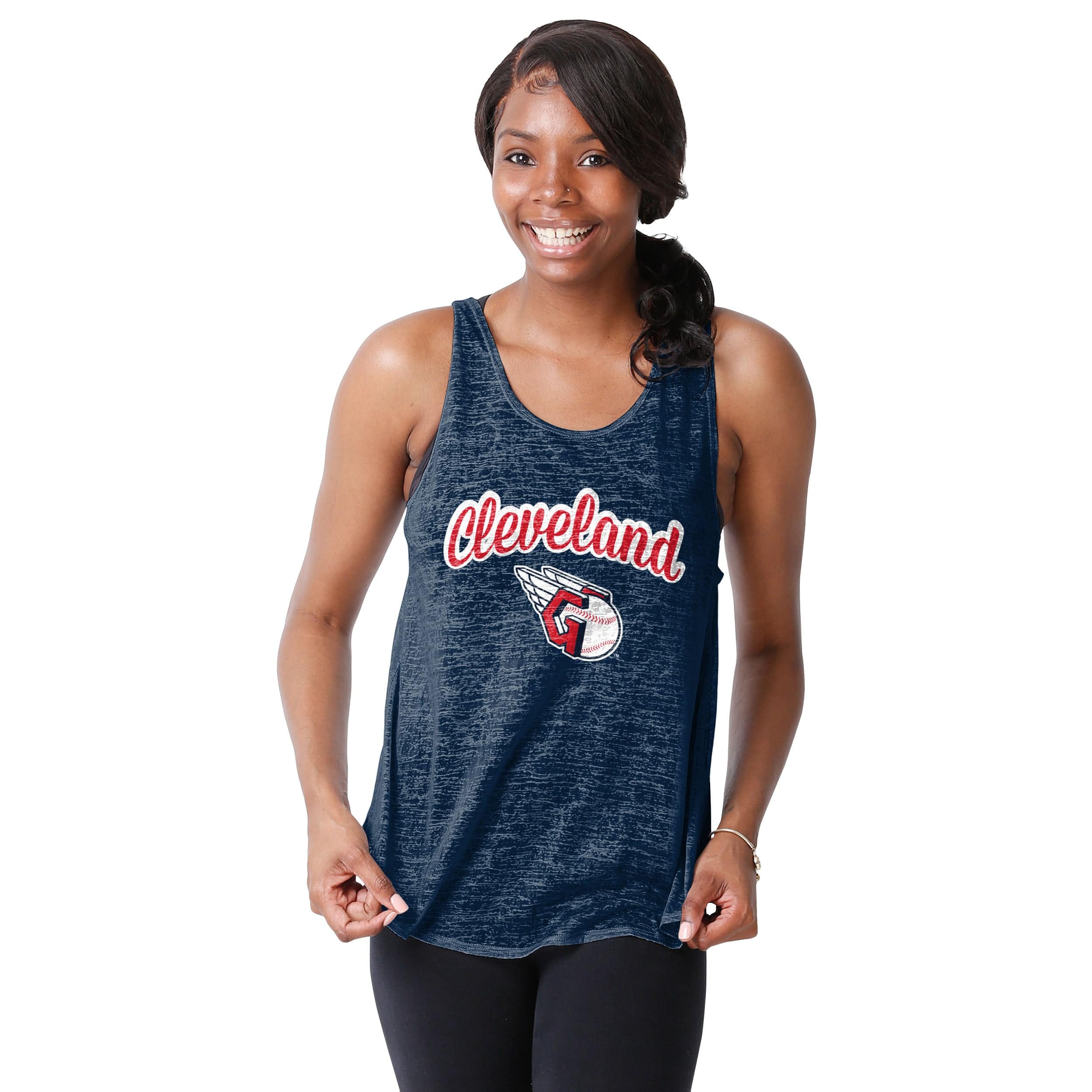 Cleveland Guardians MLB Womens Burn Out Sleeveless Top - Image 2