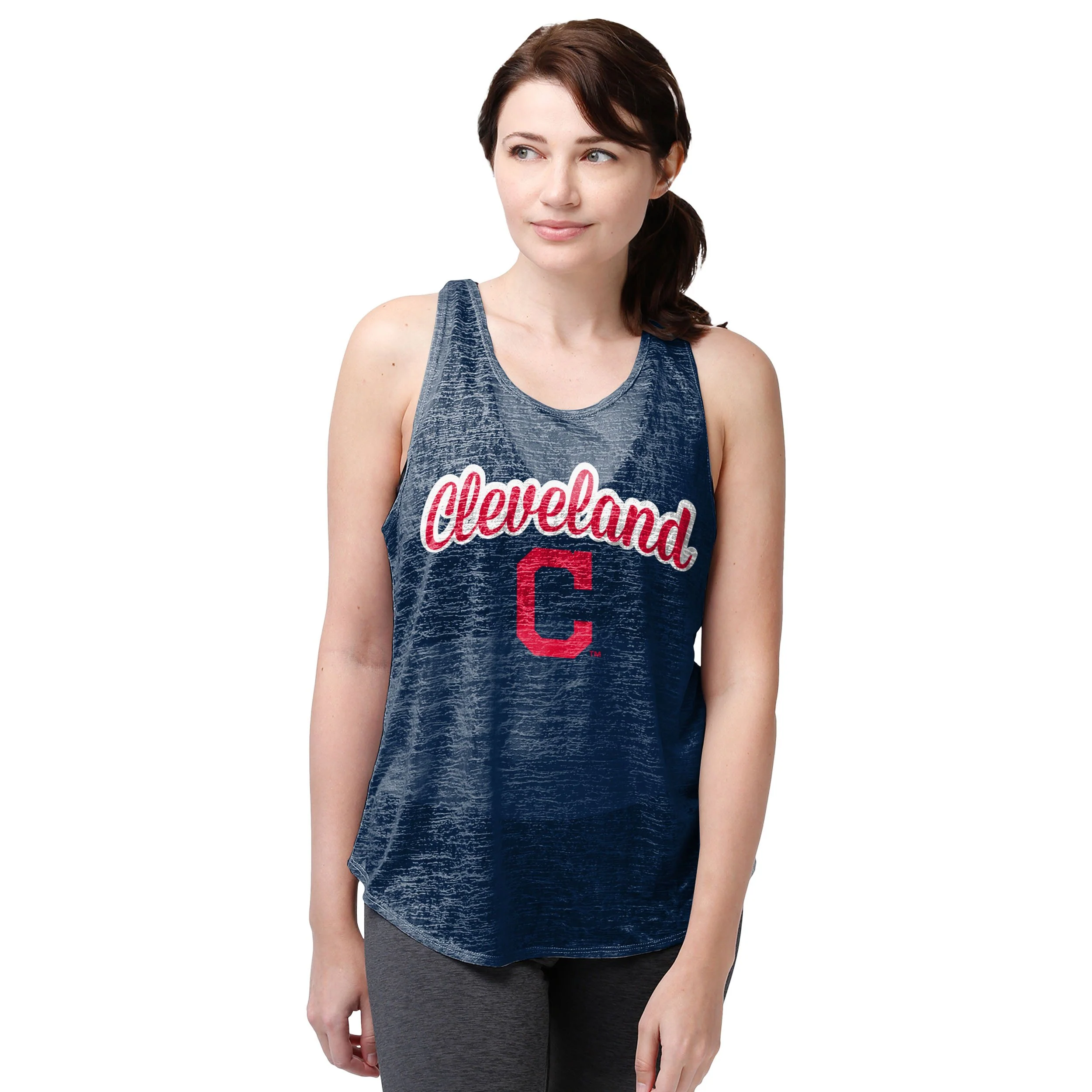 Cleveland Guardians MLB Womens Original Burn Out Sleeveless Top - Image 2