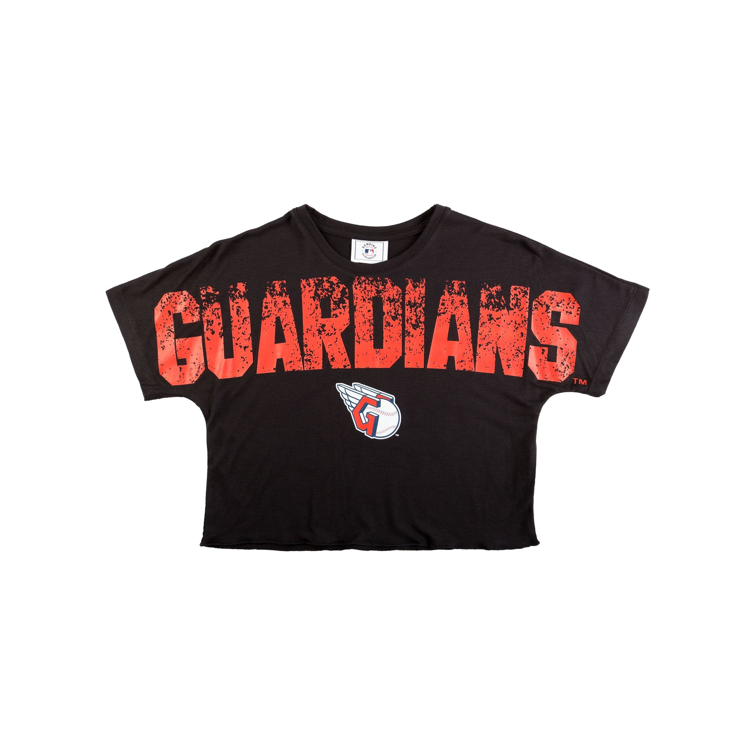 Cleveland Guardians MLB Womens Petite Distressed Wordmark Crop Top - Image 3