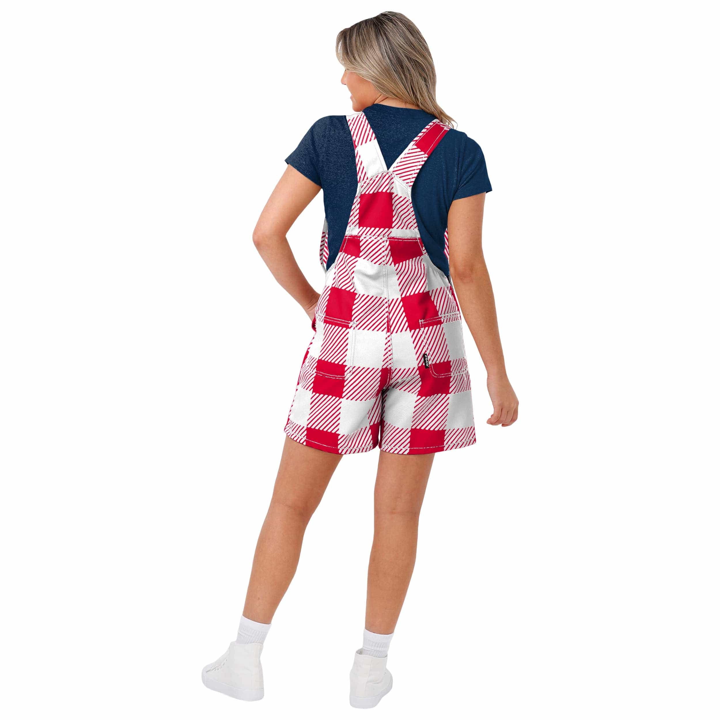 Cleveland Guardians MLB Womens Plaid Bib Shortalls - Image 2