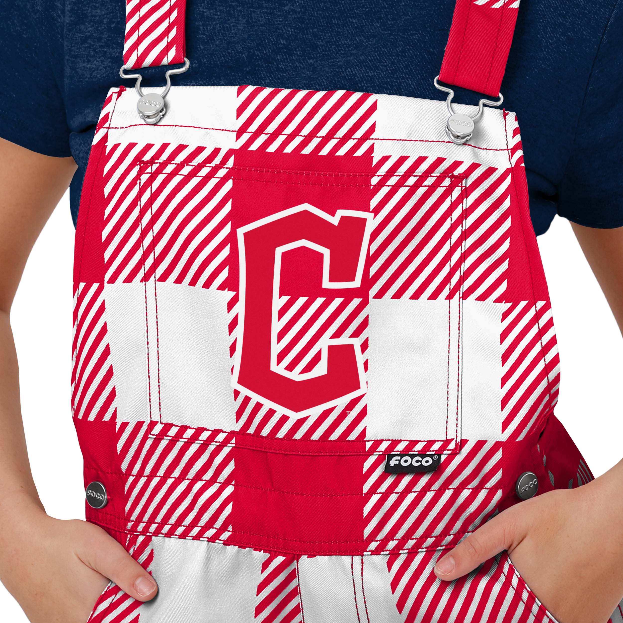 Cleveland Guardians MLB Womens Plaid Bib Shortalls - Image 3