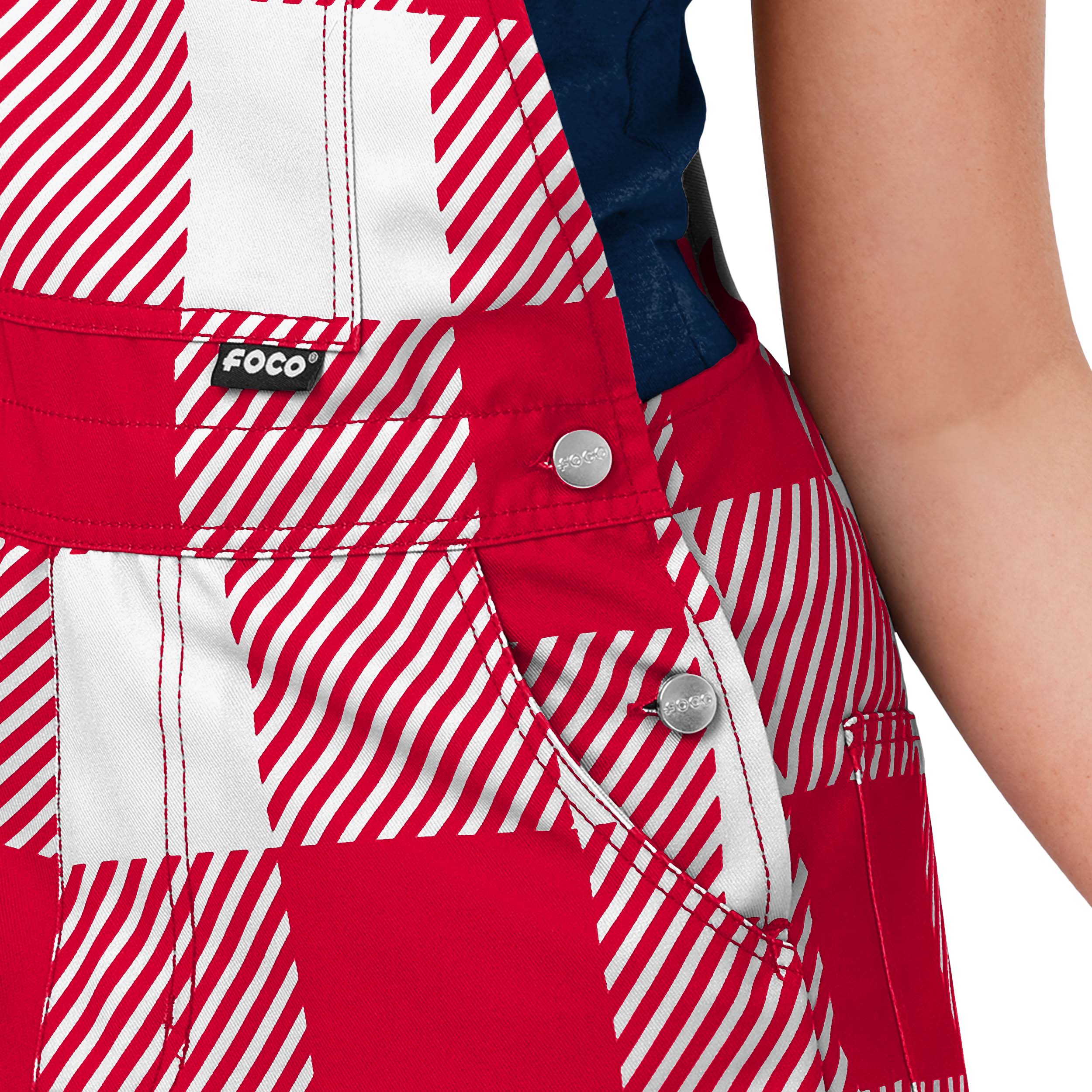 Cleveland Guardians MLB Womens Plaid Bib Shortalls - Image 4