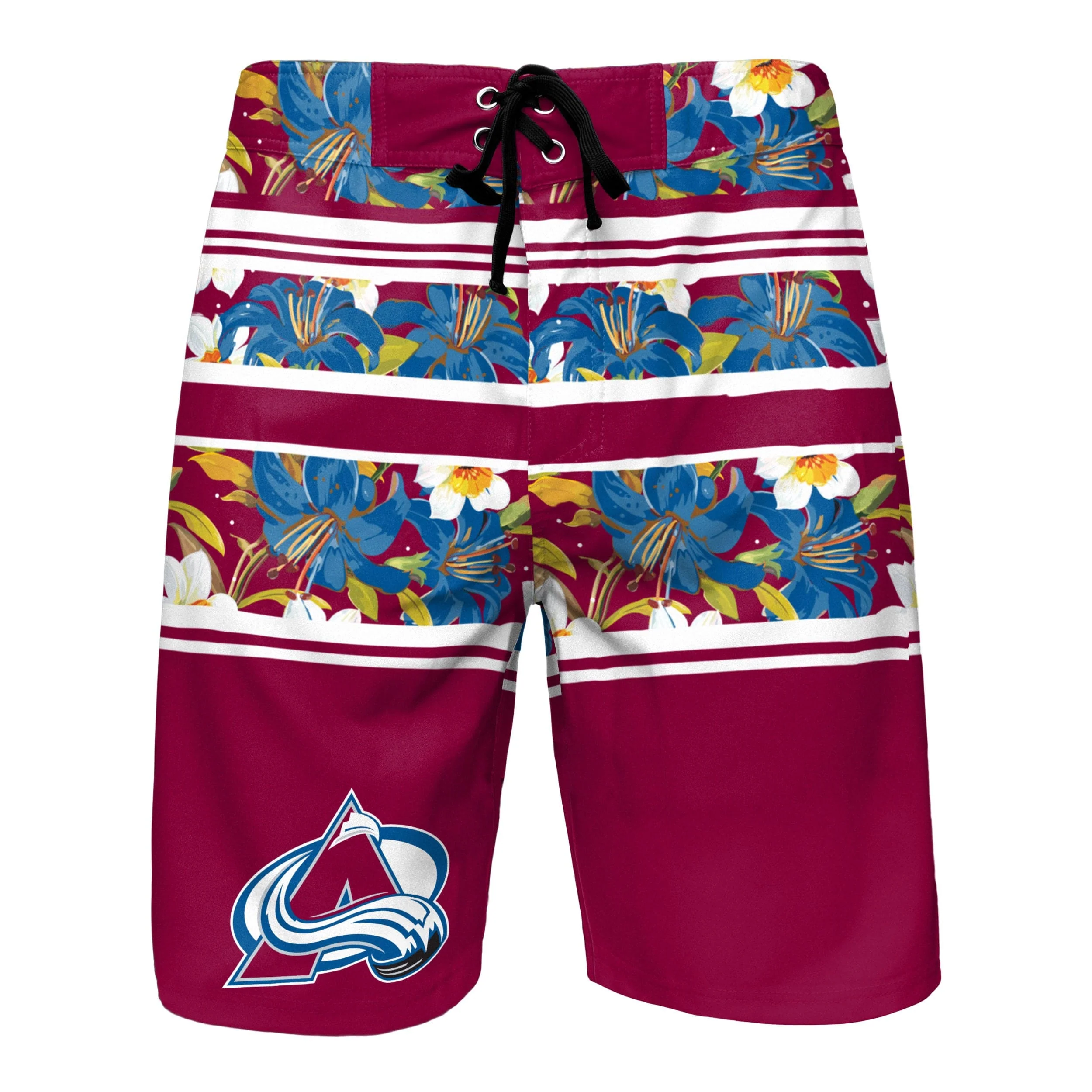 Colorado Avalanche Mens NHL Floral Stripe Boardshorts