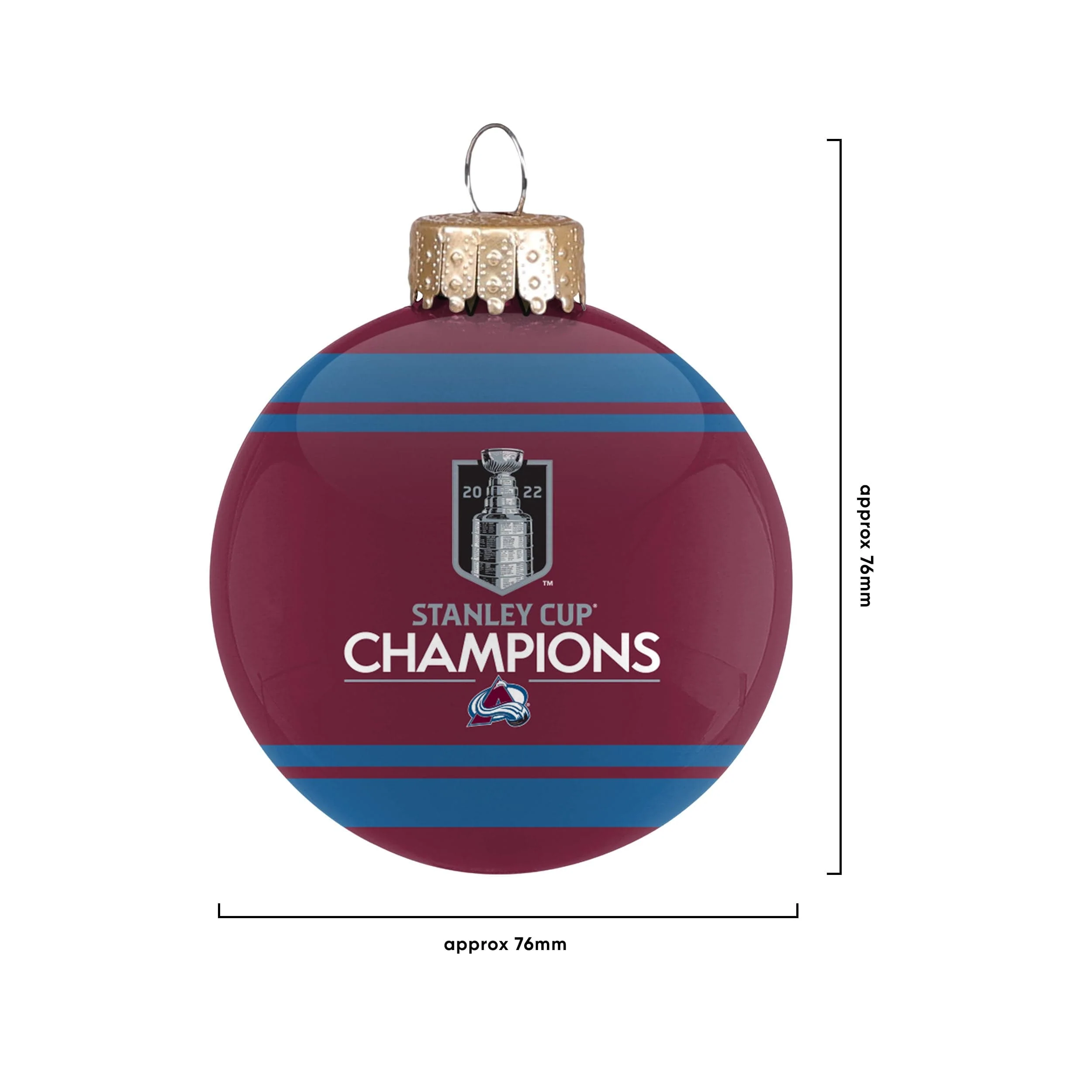Colorado Avalanche NHL 2022 Stanley Cup Champions Glass Ball Ornament - Image 2