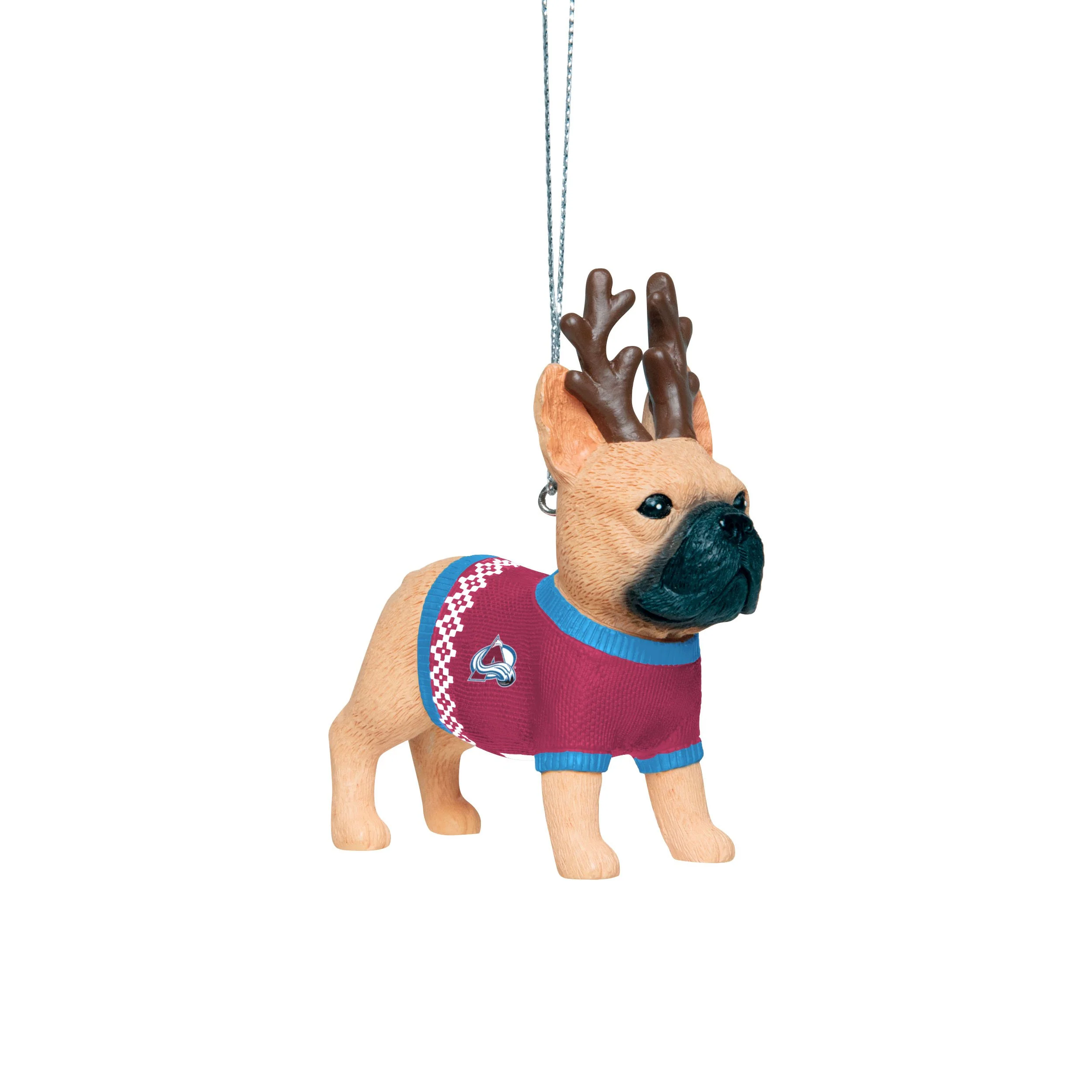 Colorado Avalanche NHL French Bulldog Wearing Sweater Ornament