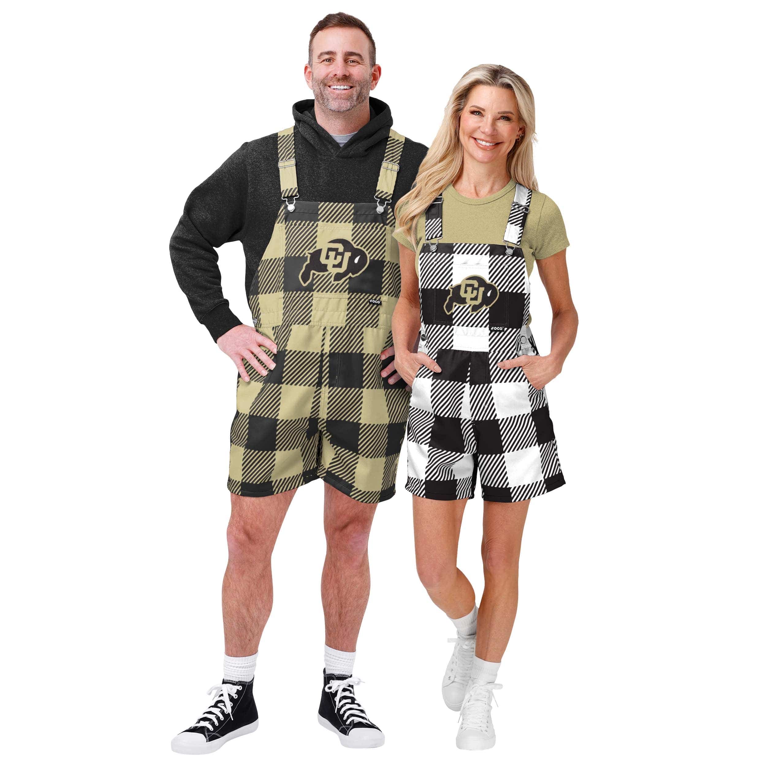 Colorado Buffaloes NCAA Mens Plaid Bib Shortalls - Image 3