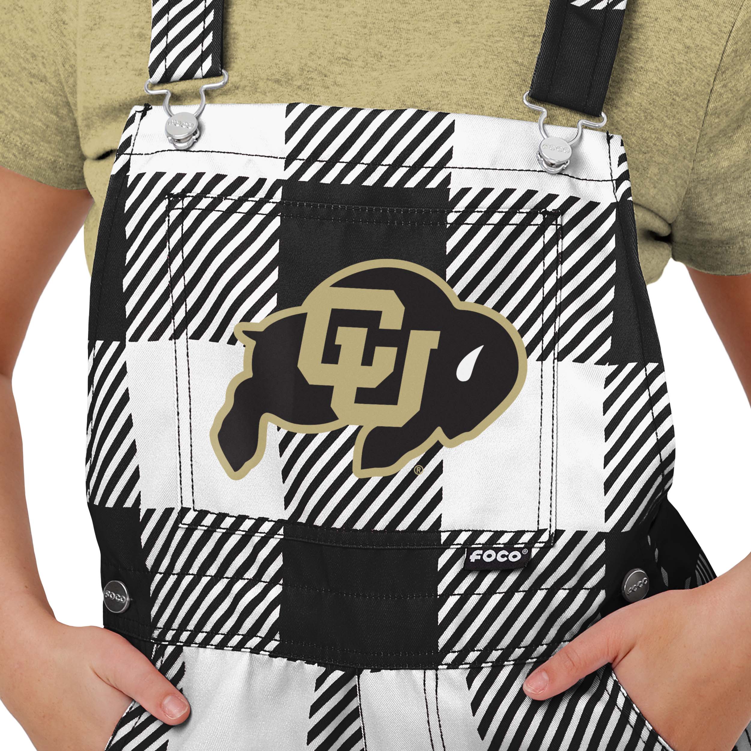 Colorado Buffaloes NCAA Womens Plaid Bib Shortalls - Image 4