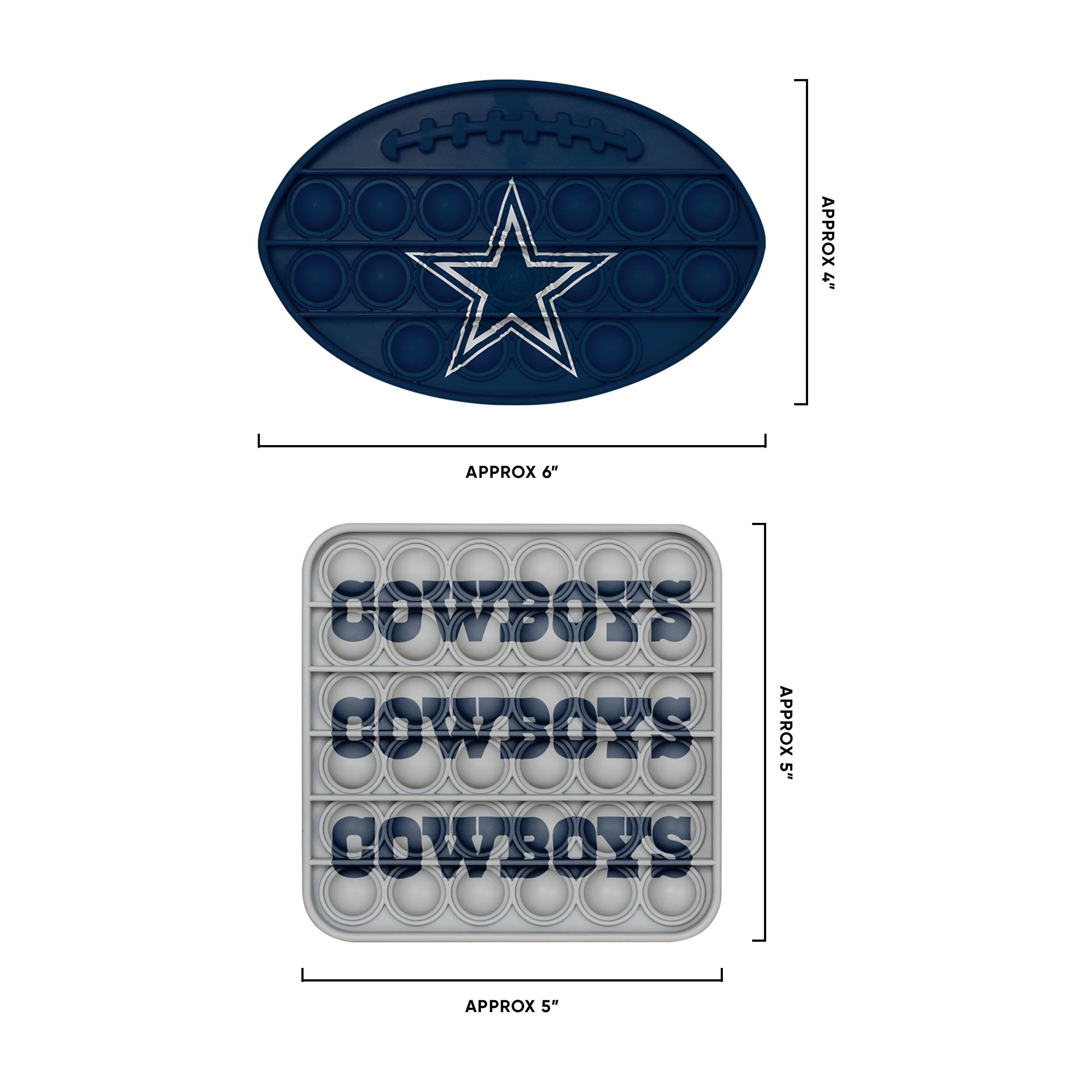 Dallas Cowboys NFL 2 Pack Ball & Square Push-Itz Fidget - Image 2