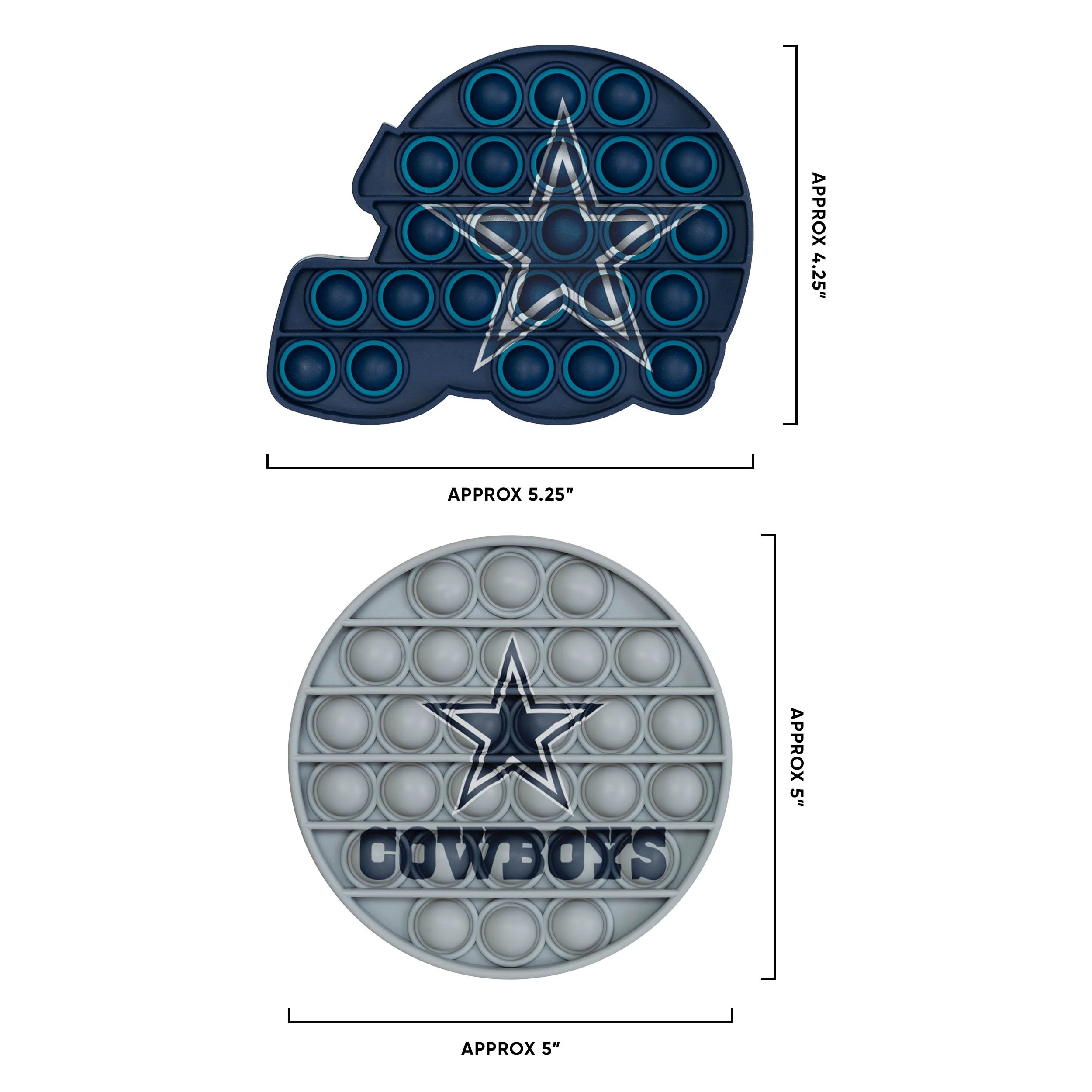 Dallas Cowboys NFL 2 Pack Helmet & Circle Push-Itz Fidget - Image 2