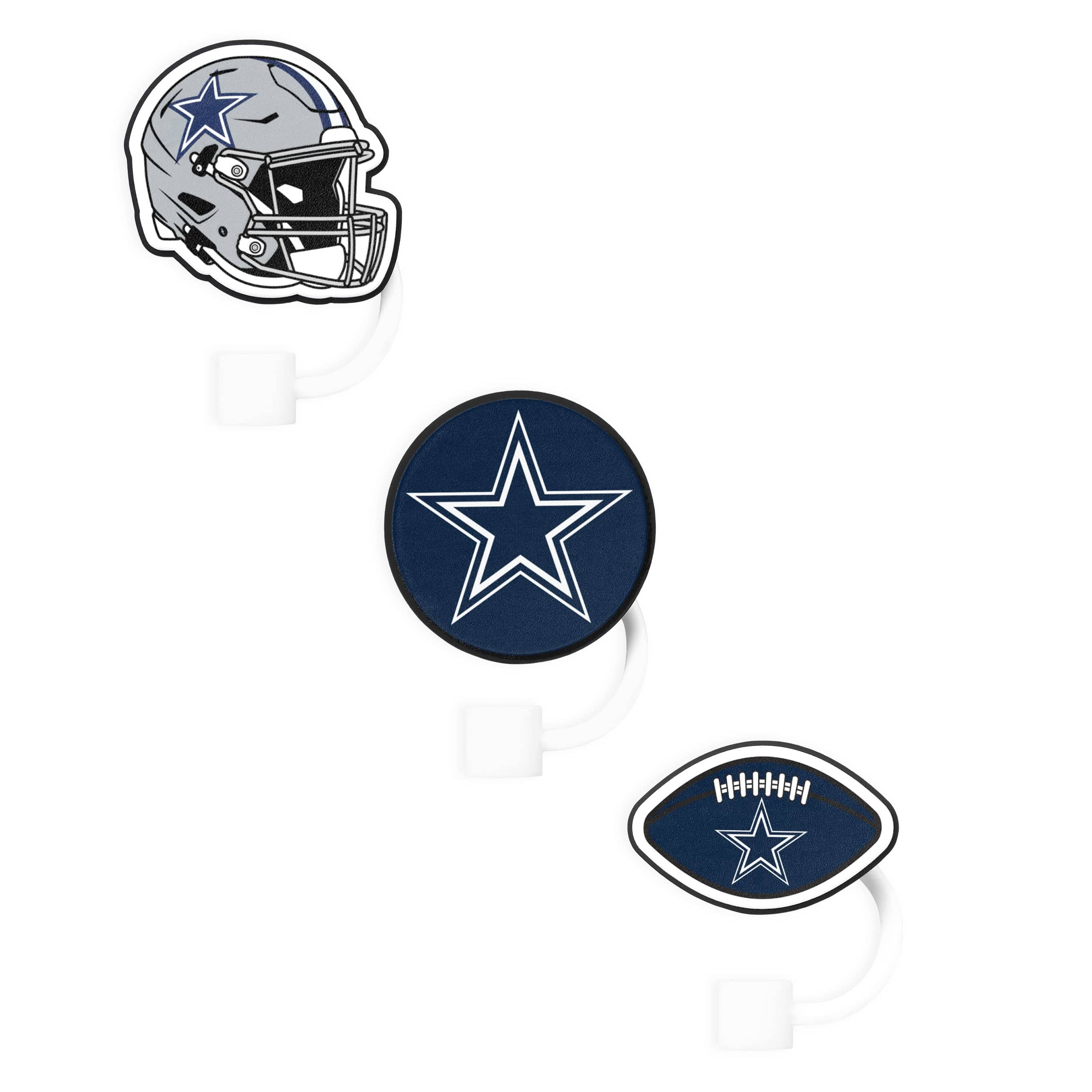 Dallas Cowboys NFL 3 Pack Primary Logo Straw Toppers - Image 3