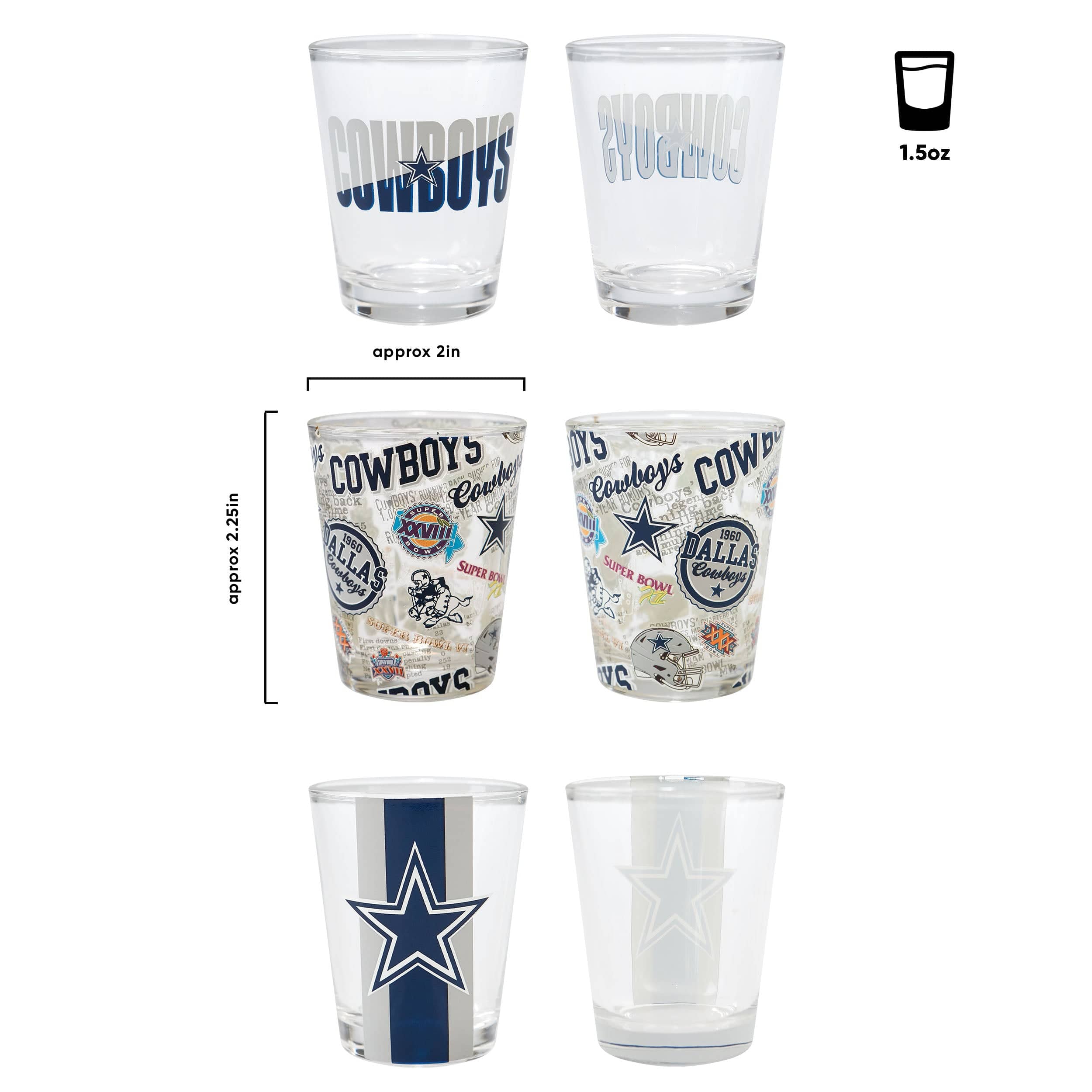 Dallas Cowboys NFL 3 Pack Shot Glass - Image 3