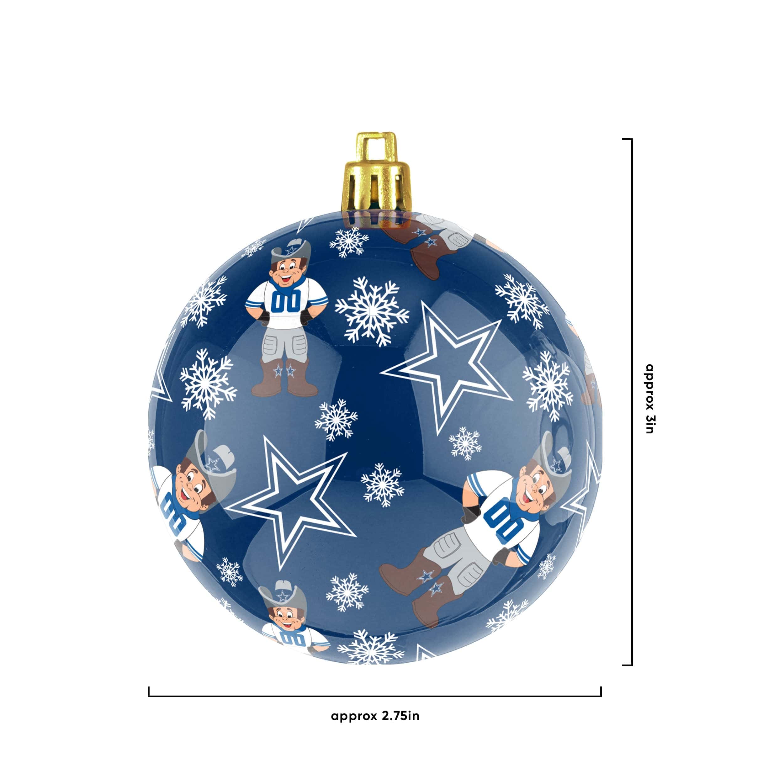 Dallas Cowboys NFL 4 Pack Ball Mascot Ornament Set - Image 3