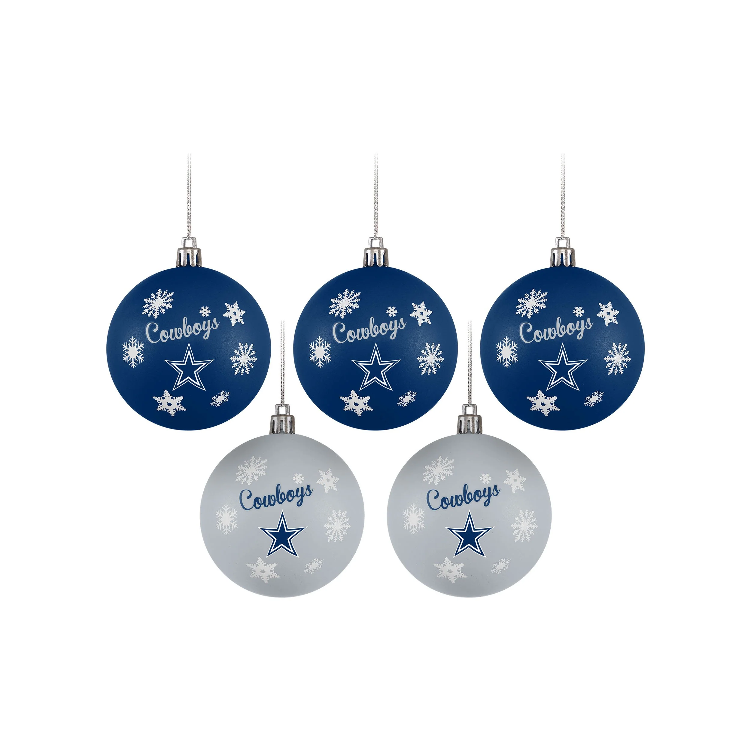 Dallas Cowboys NFL 5 Pack Shatterproof Ball Ornament Set