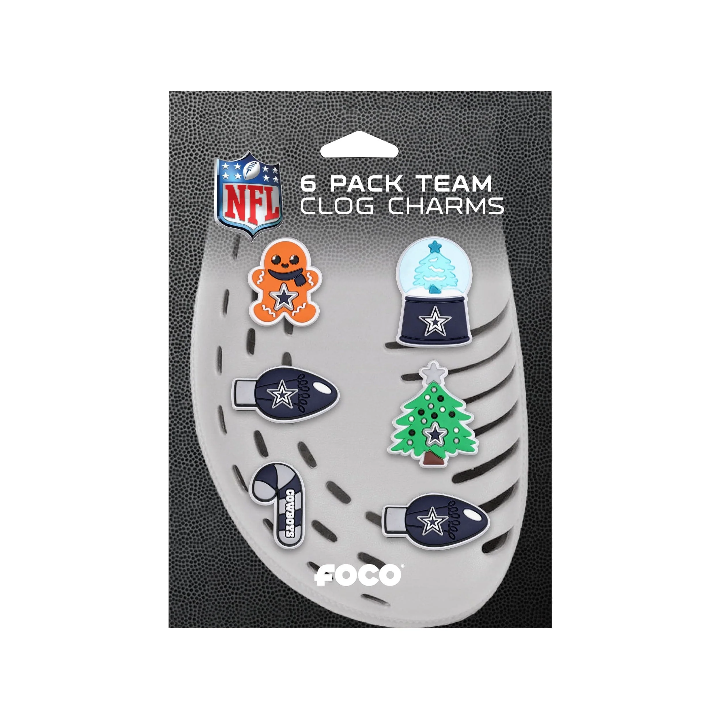 Dallas Cowboys NFL 6 Pack Holiday Team Clog Charms - Image 5