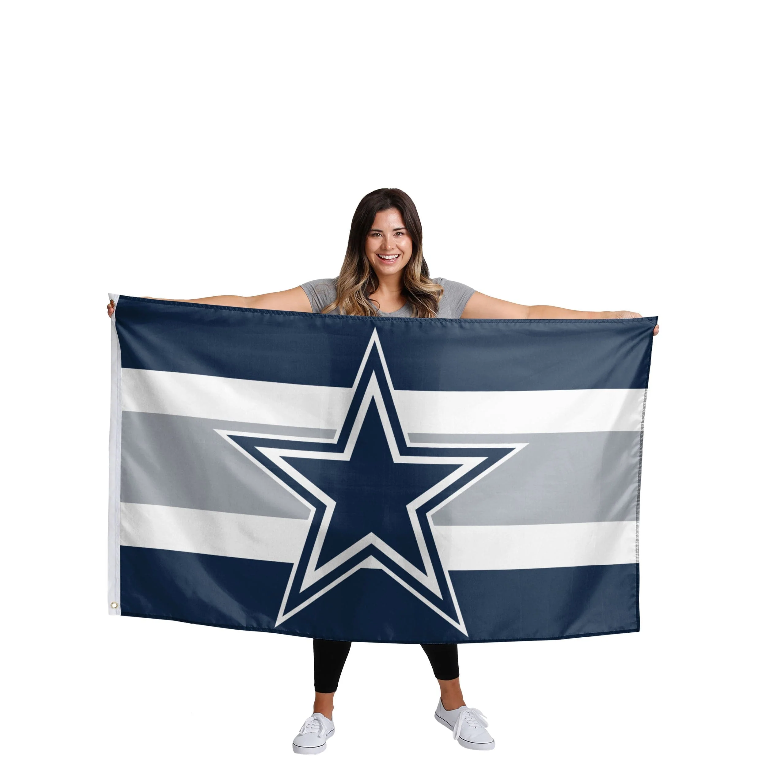 Dallas Cowboys NFL Big Logo Team Stripe Horizontal Flag - Image 2