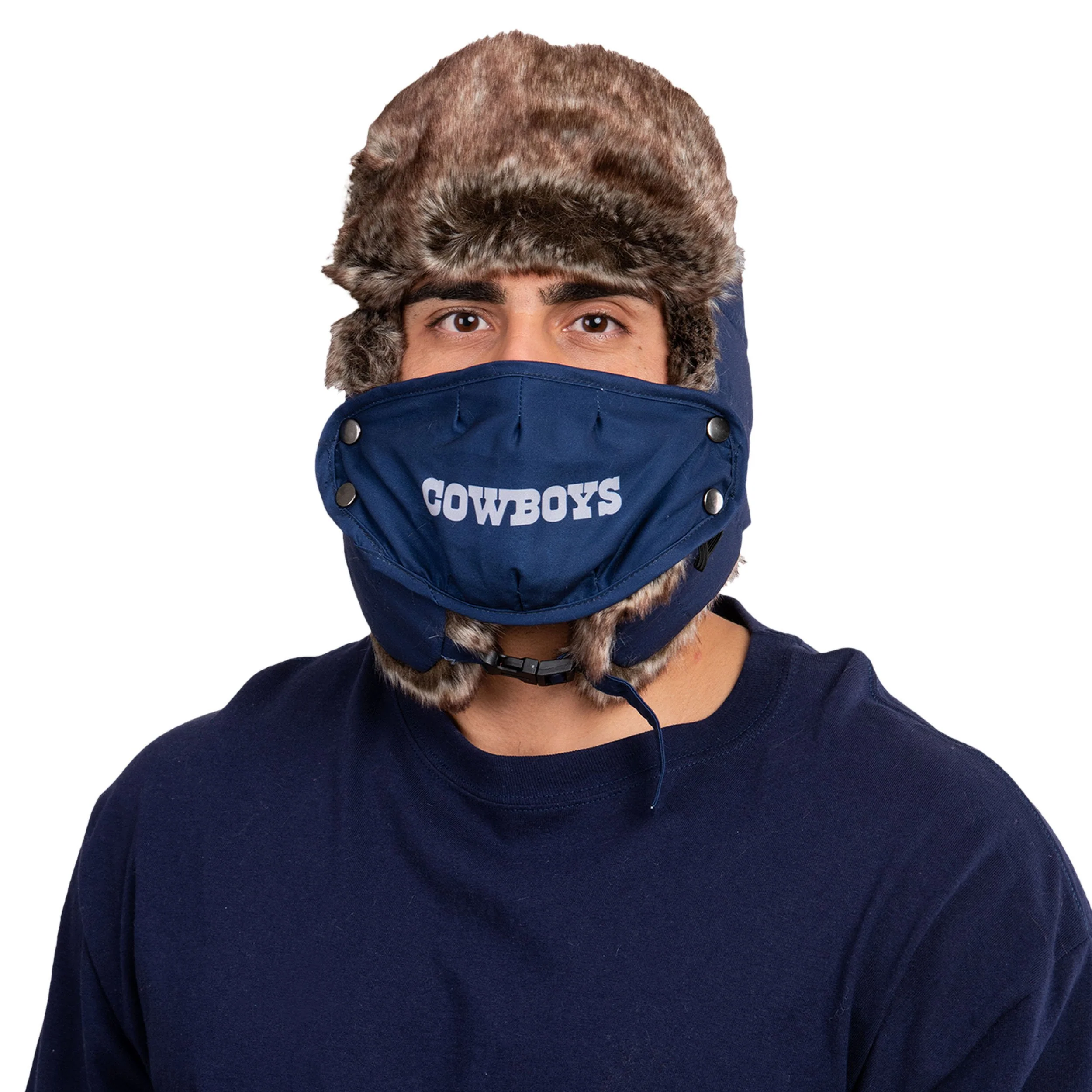 Dallas Cowboys NFL Big Logo Trapper Hat With Face Cover - Image 2