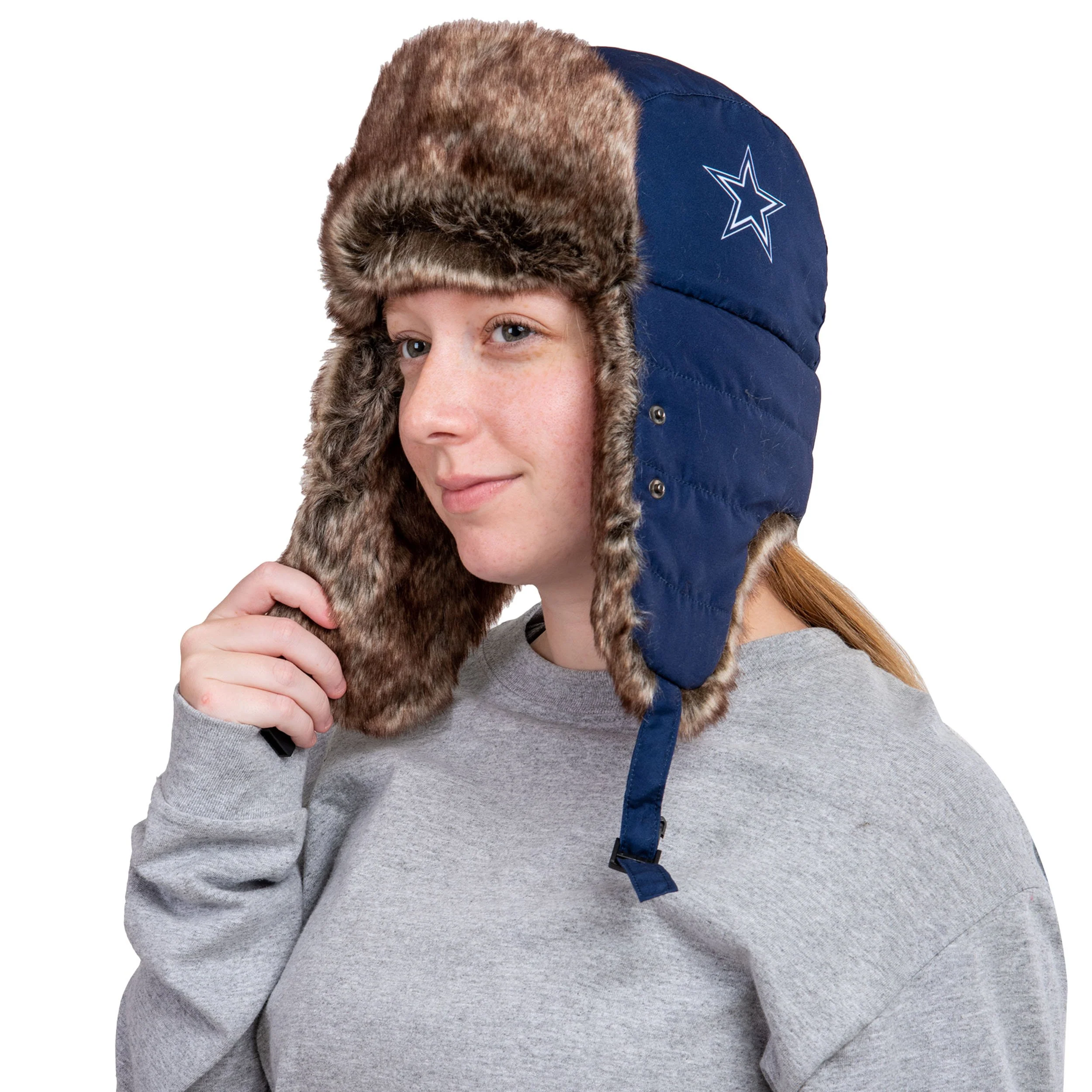 Dallas Cowboys NFL Big Logo Trapper Hat With Face Cover - Image 3