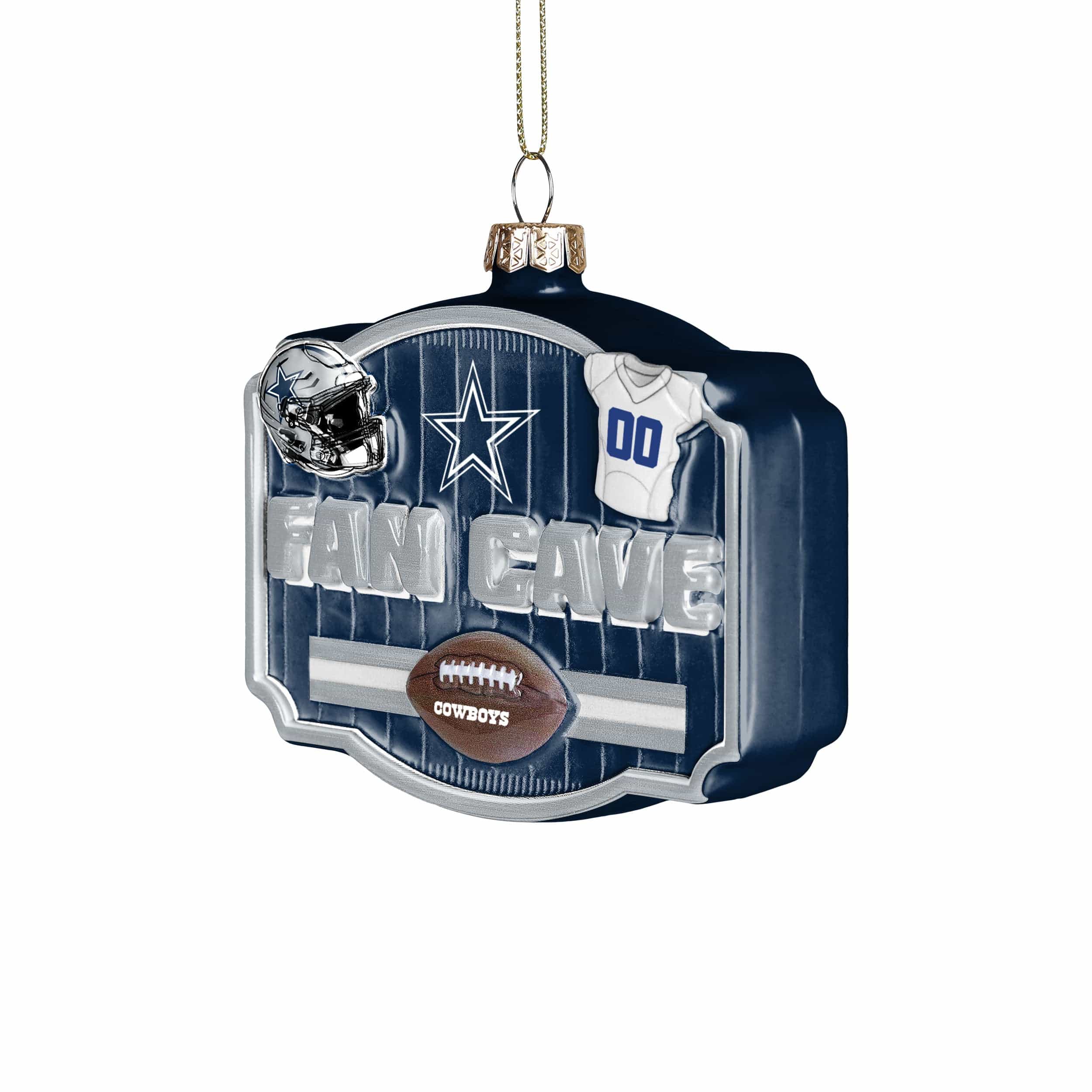 Dallas Cowboys NFL Blown Glass Fan Cave Ornament - Image 2
