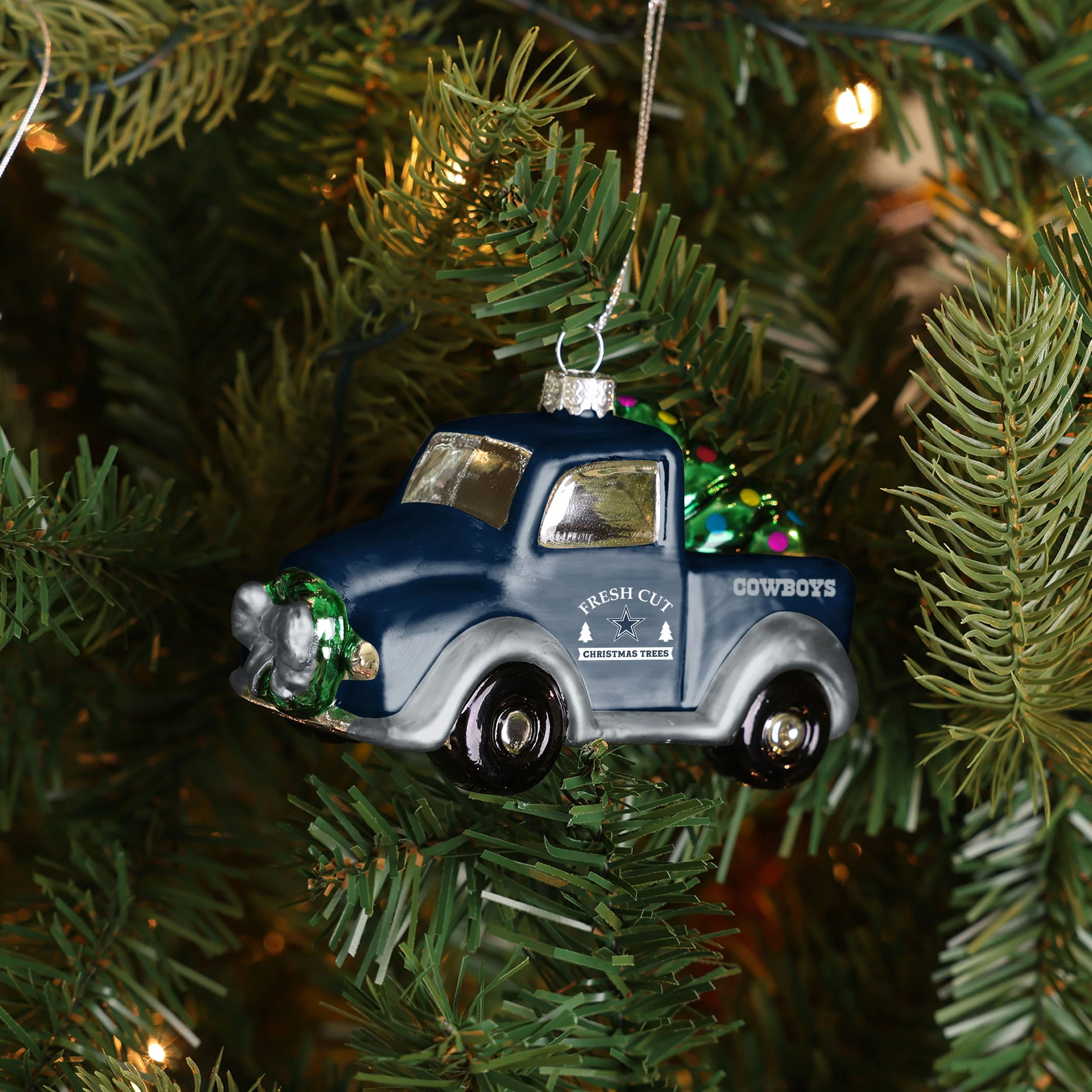 Dallas Cowboys NFL Blown Glass Truck Ornament - Image 3