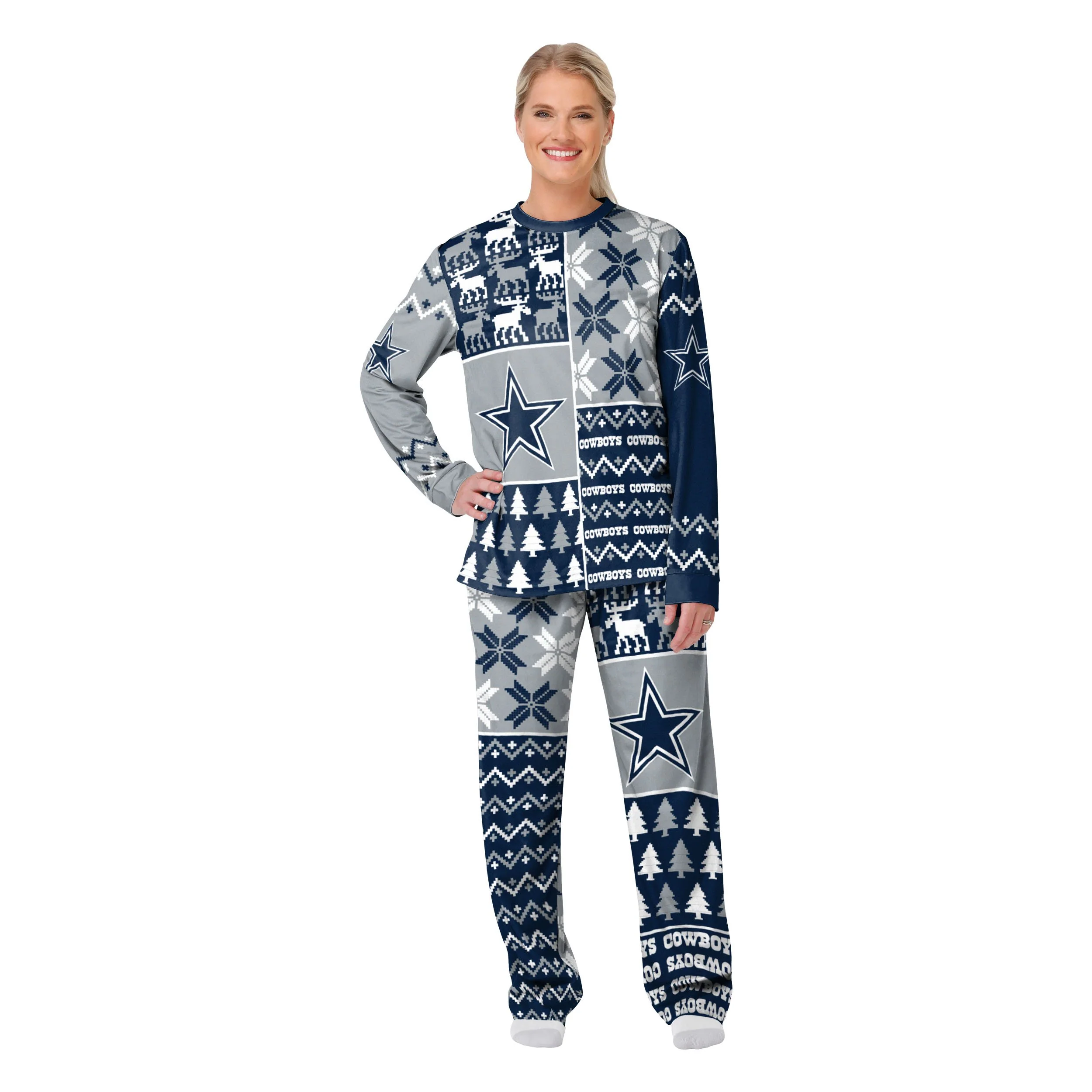 Dallas Cowboys NFL Busy Block Family Holiday Pajamas - Image 6